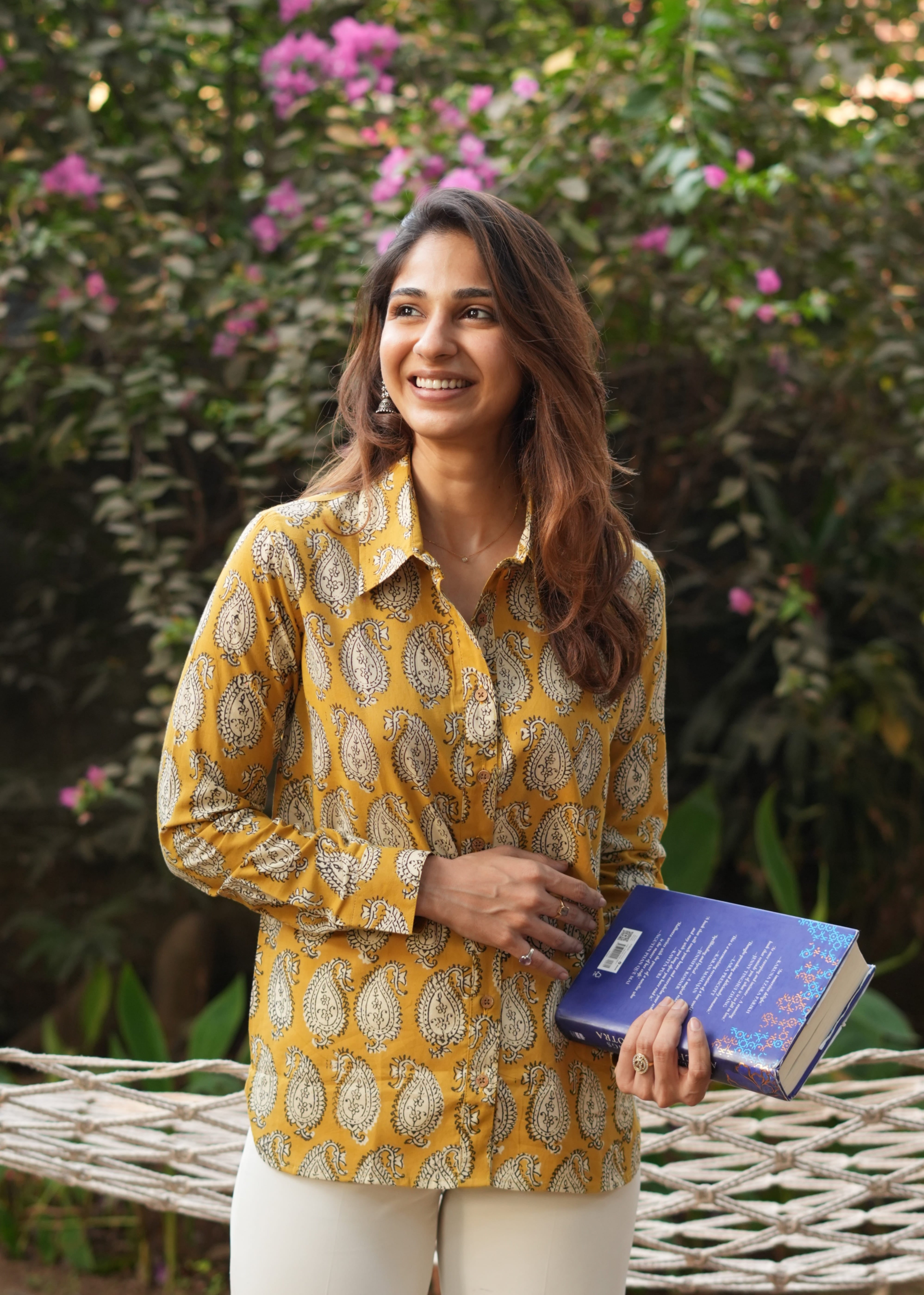 Mustard Mango Block Print Cotton Shirt