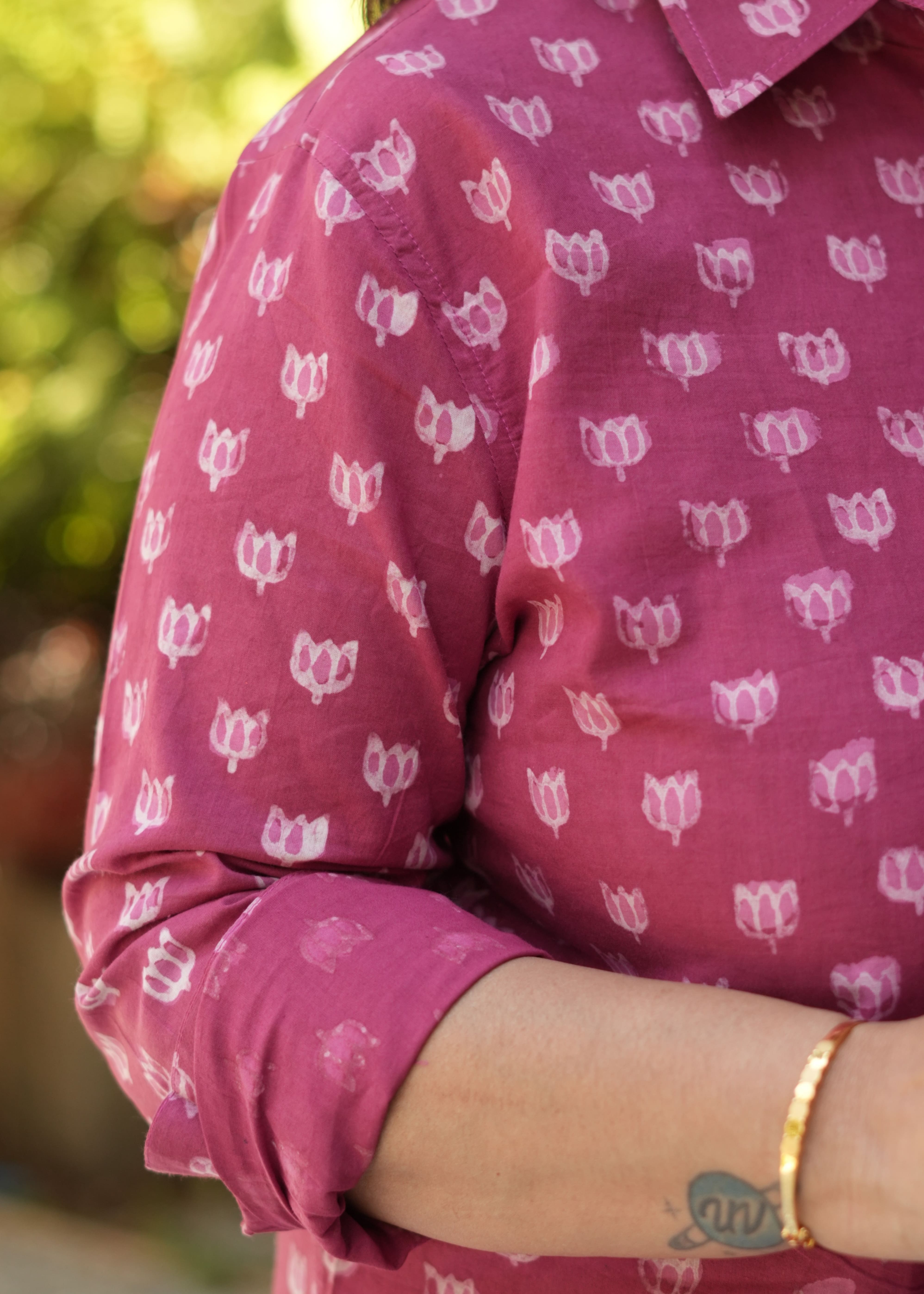 Maroon Bagru Block Print Shirt
