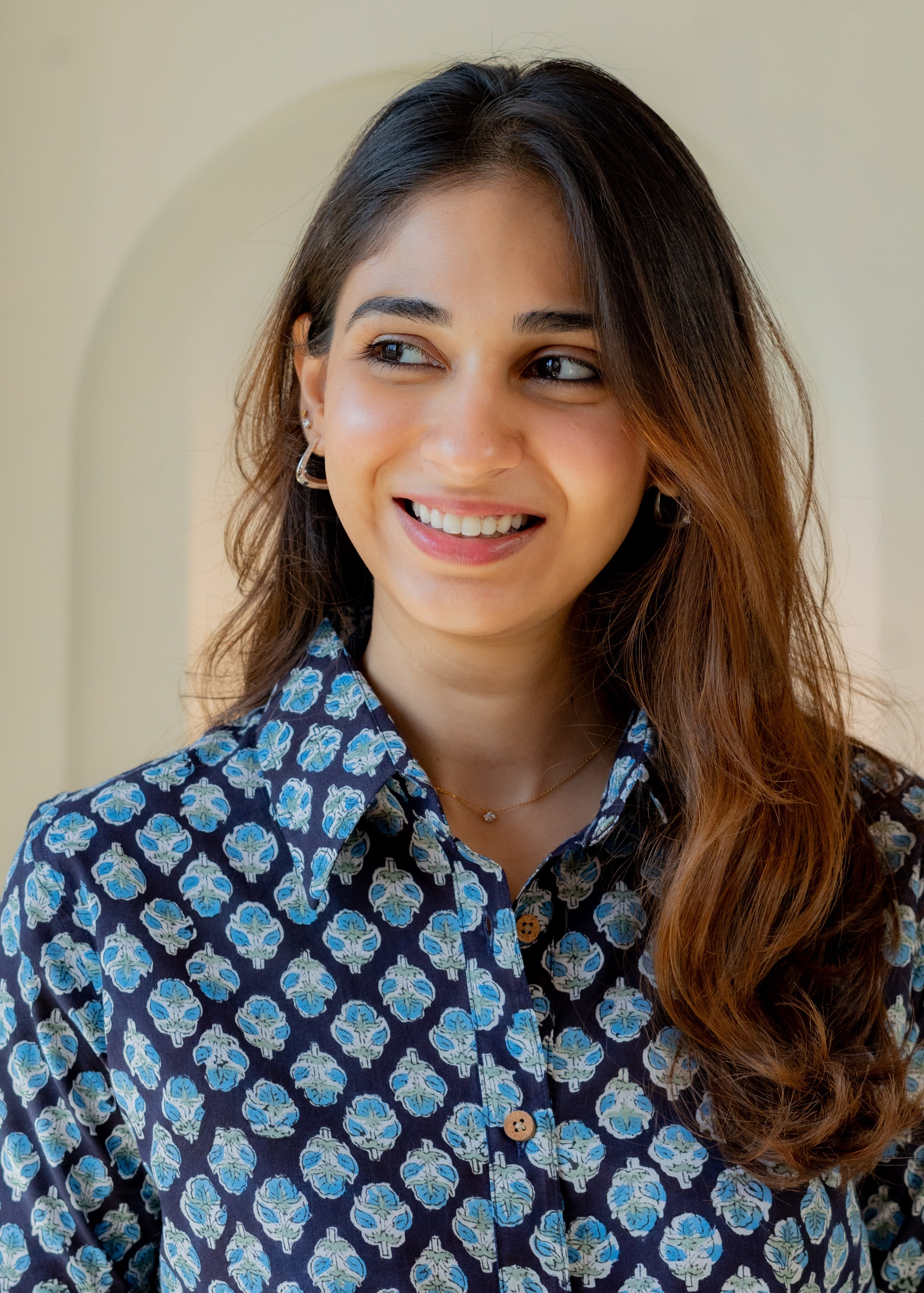 Blue Flower Block Print Shirt