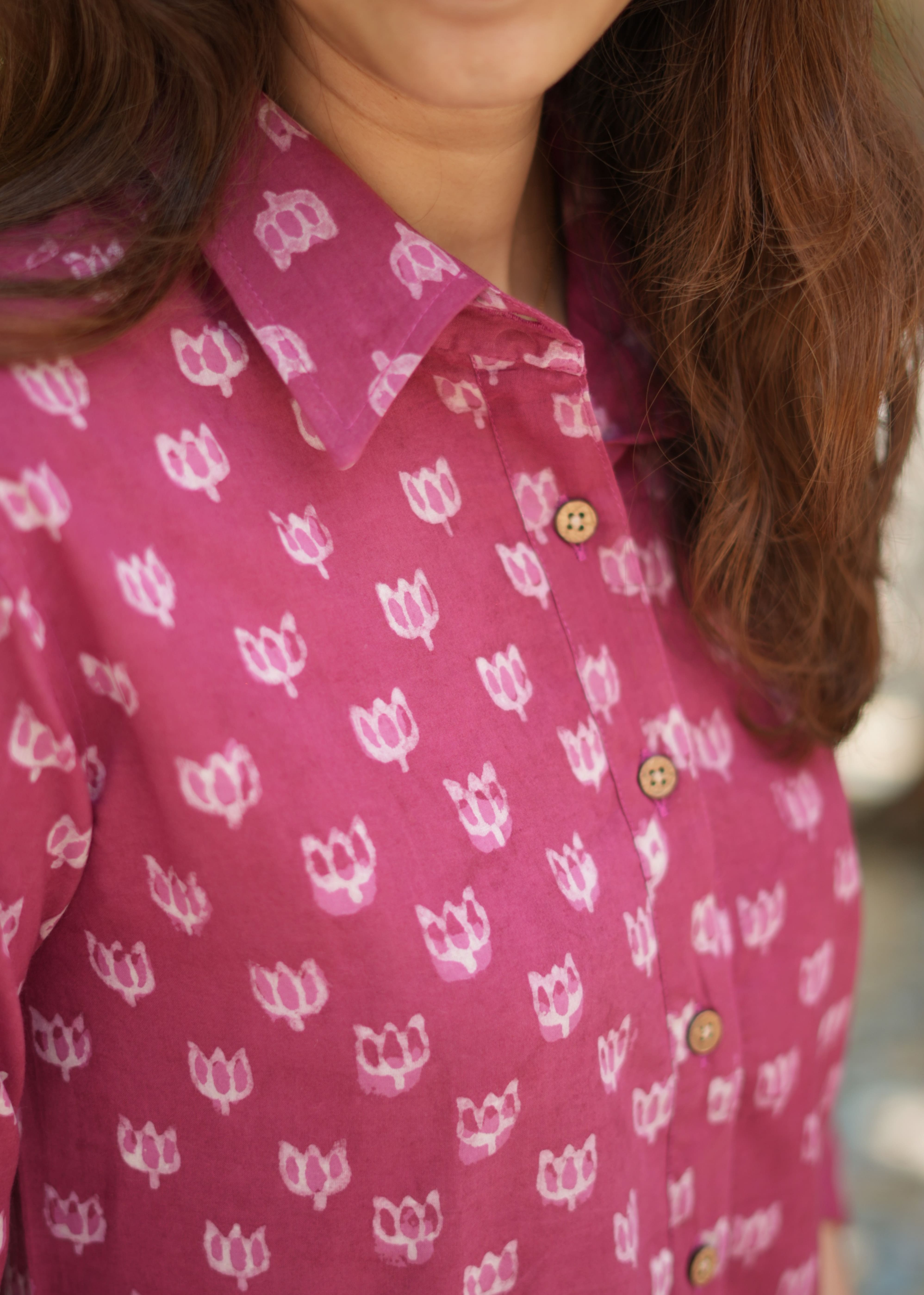 Maroon Bagru Block Print Shirt