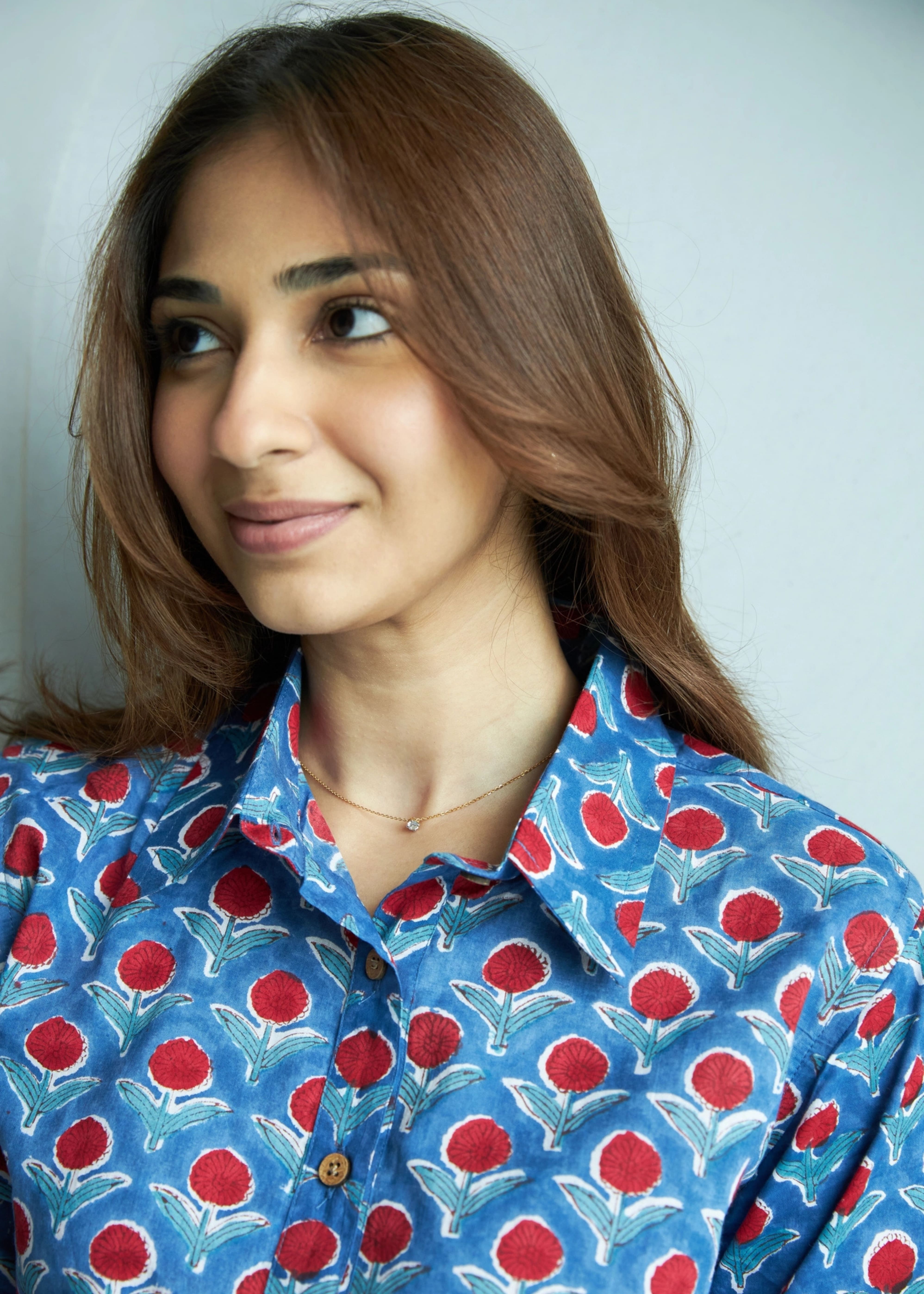 Blue Cherry Handblock Shirt