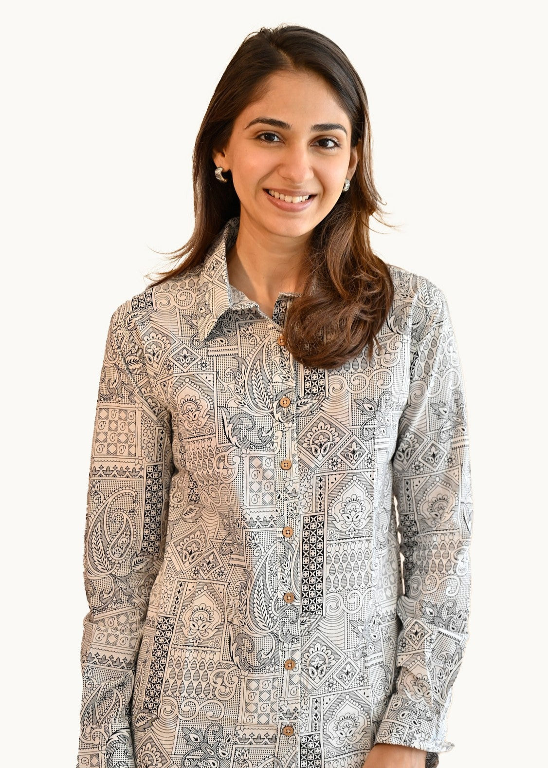 Grey Patchwork Cotton Shirt