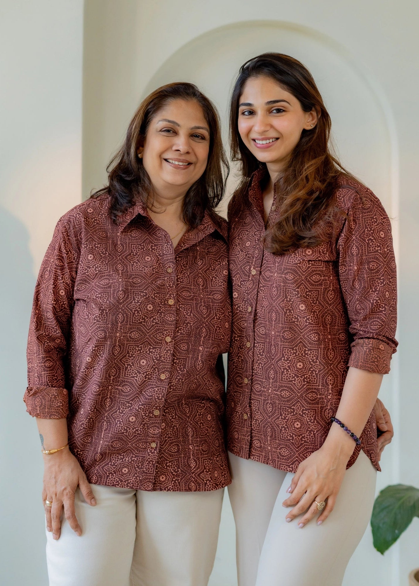 Ajrakh Maroon Clay Handblock Cotton Shirt