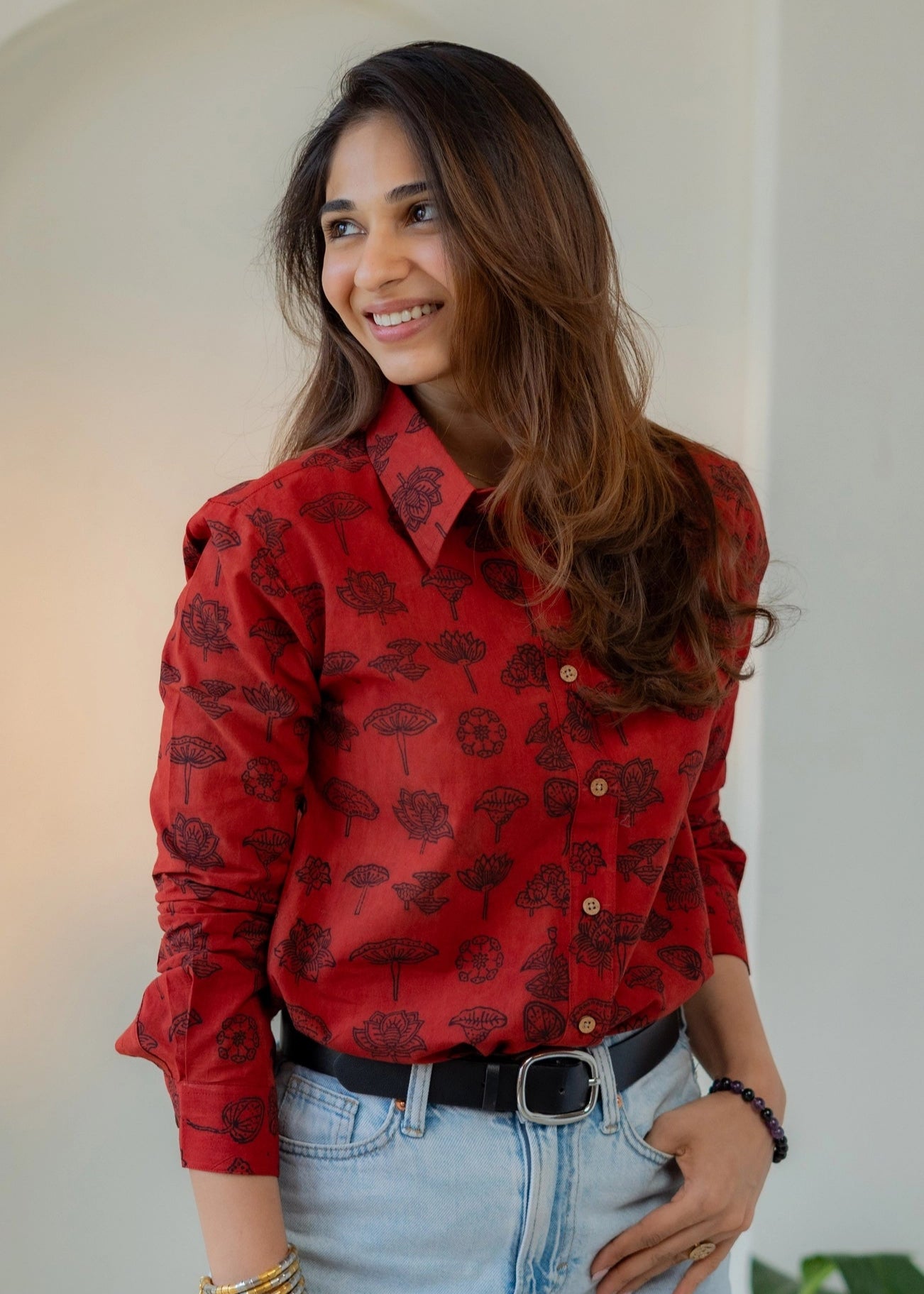 Laal Ajrakh Handblock Shirt