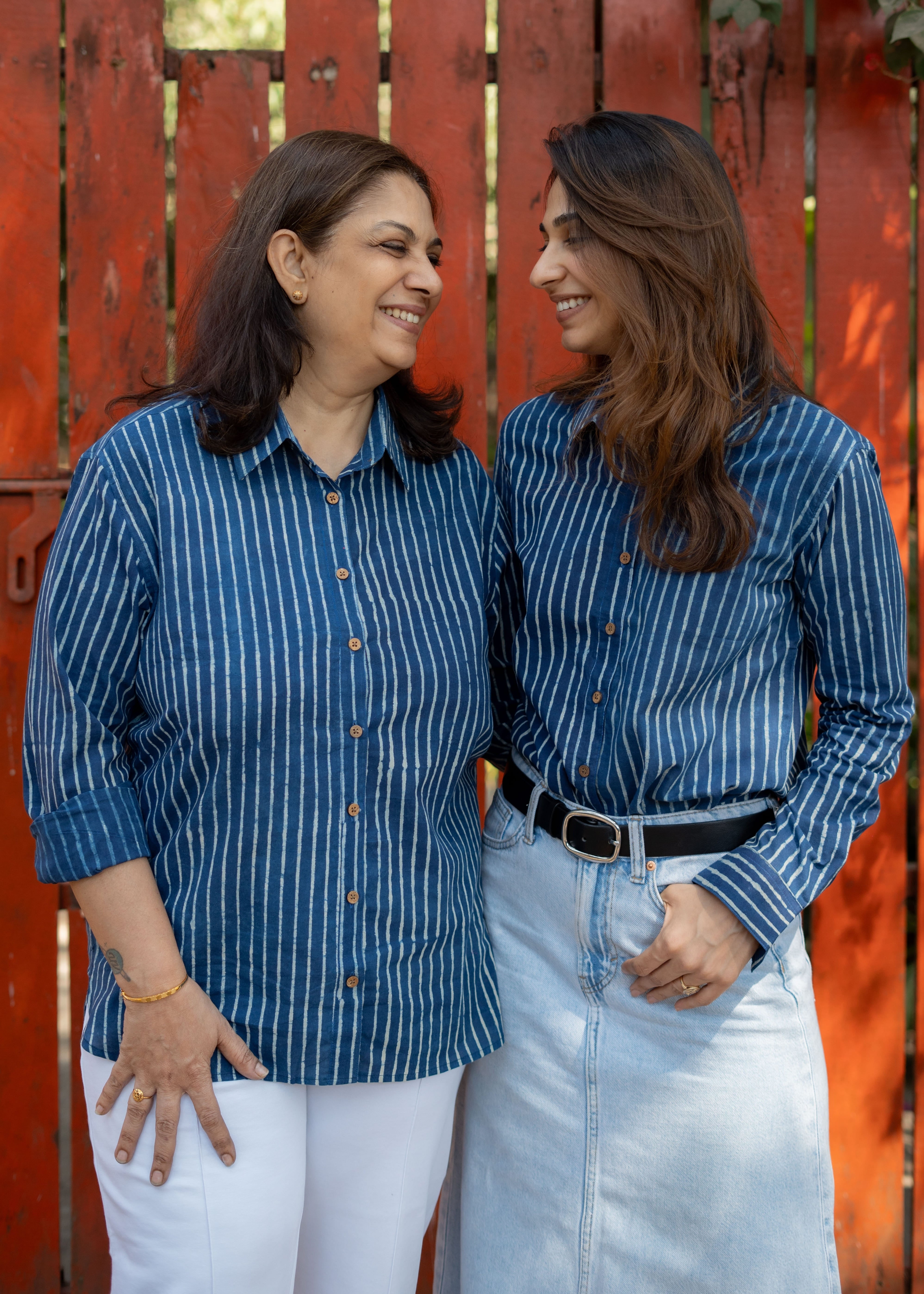 Blue Stripe Handblock Cotton Shirt