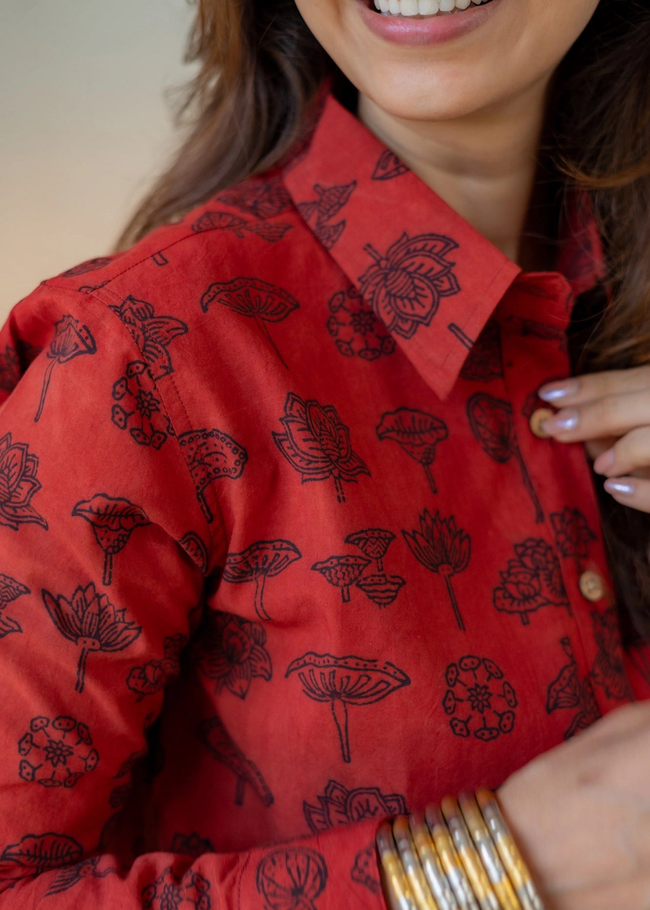 Laal Ajrakh Handblock Shirt