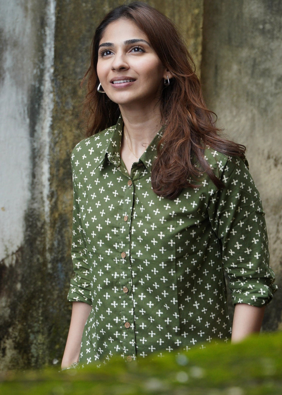 Green Batik Handblock Shirt