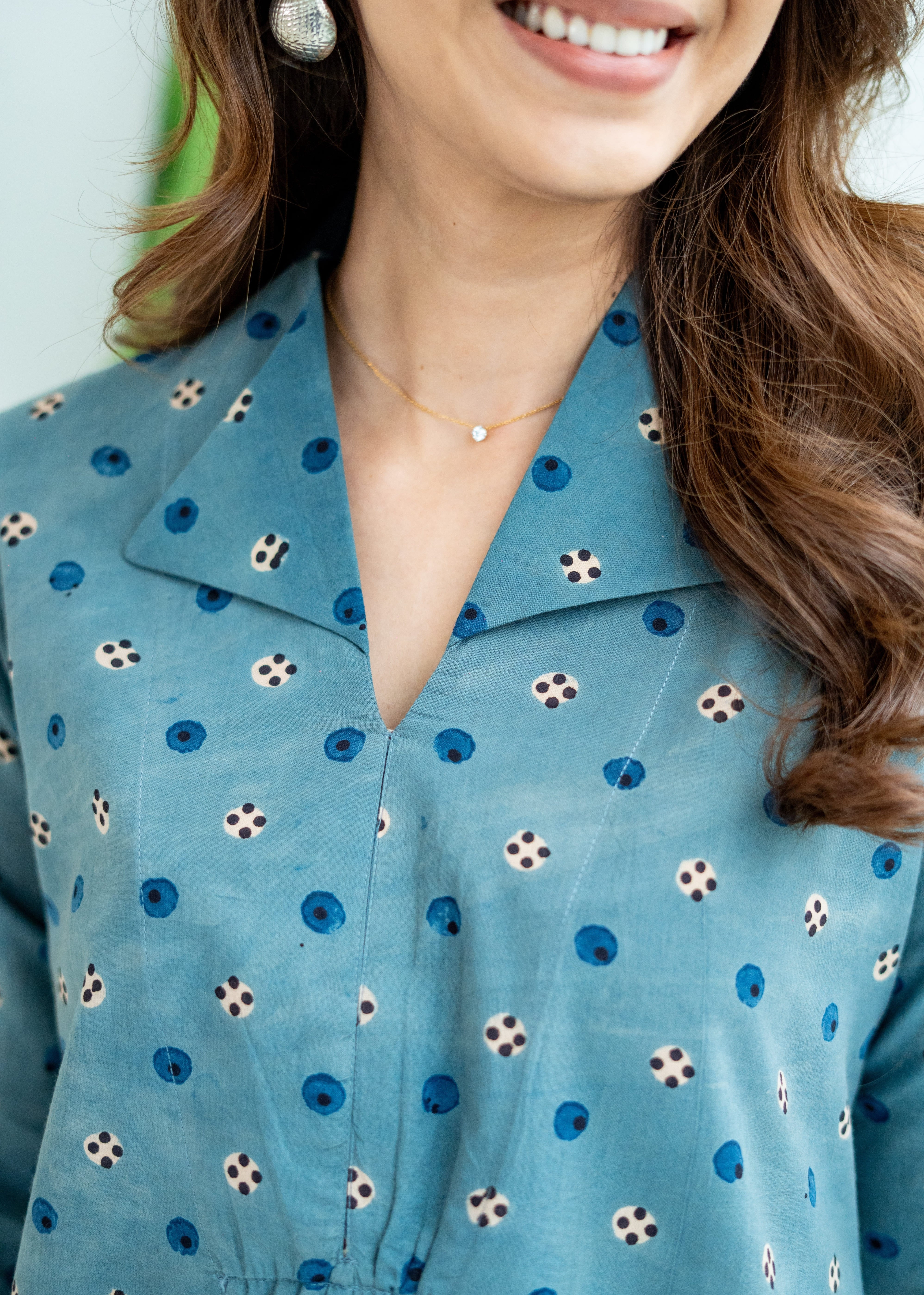 Indigo Ajrakh Cotton A Line Dress