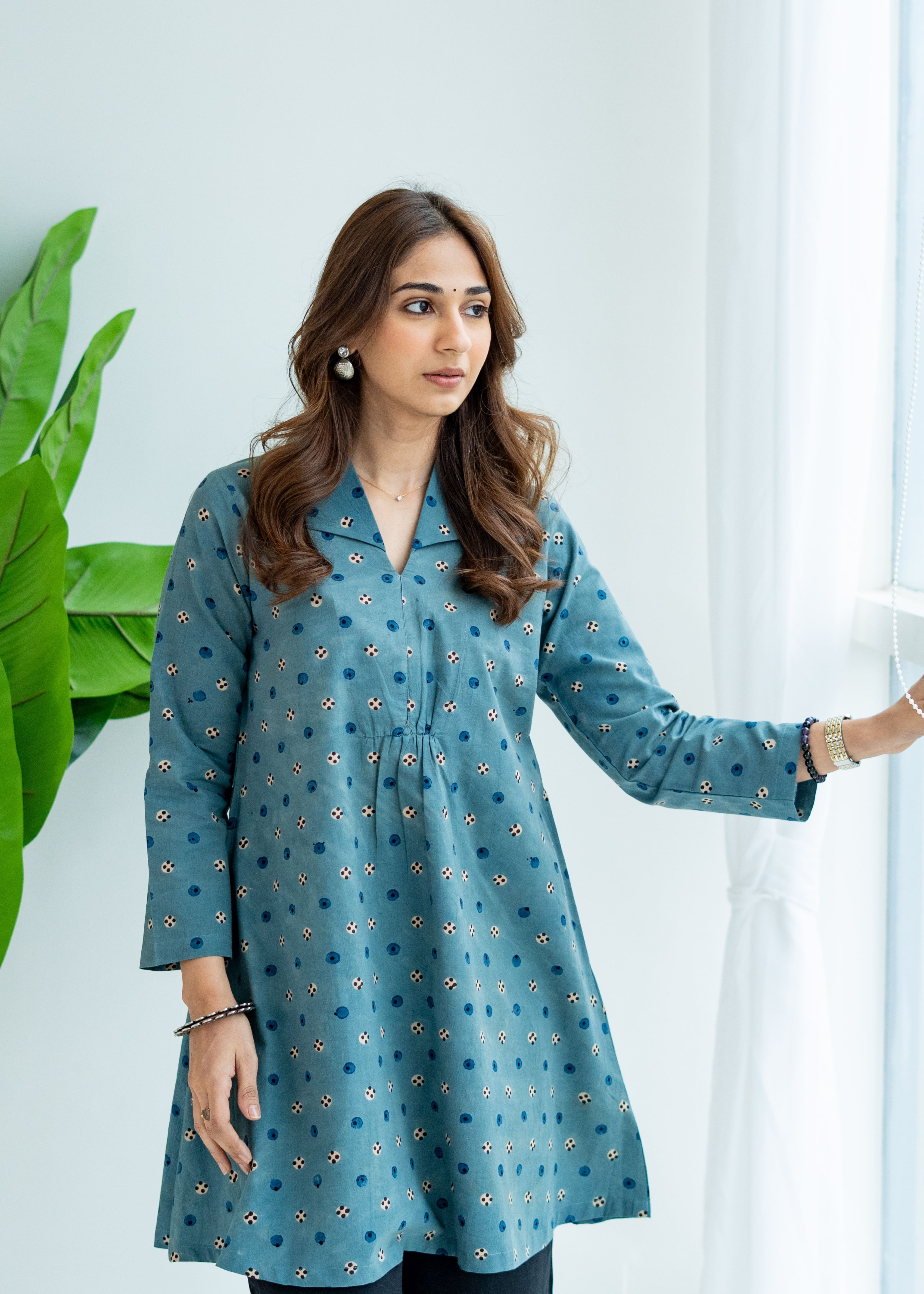 Indigo Ajrakh Cotton A Line Dress