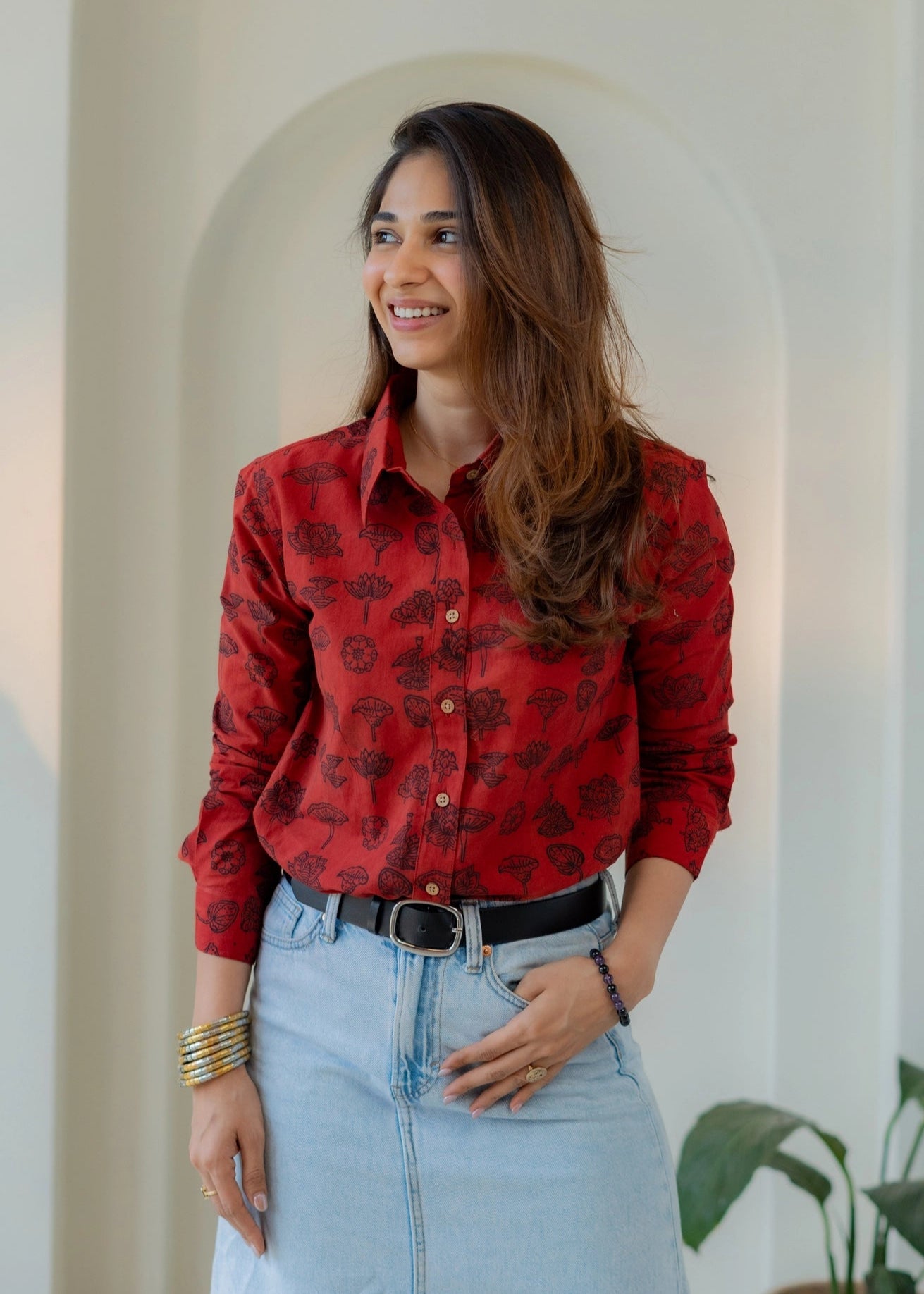 Laal Ajrakh Handblock Shirt