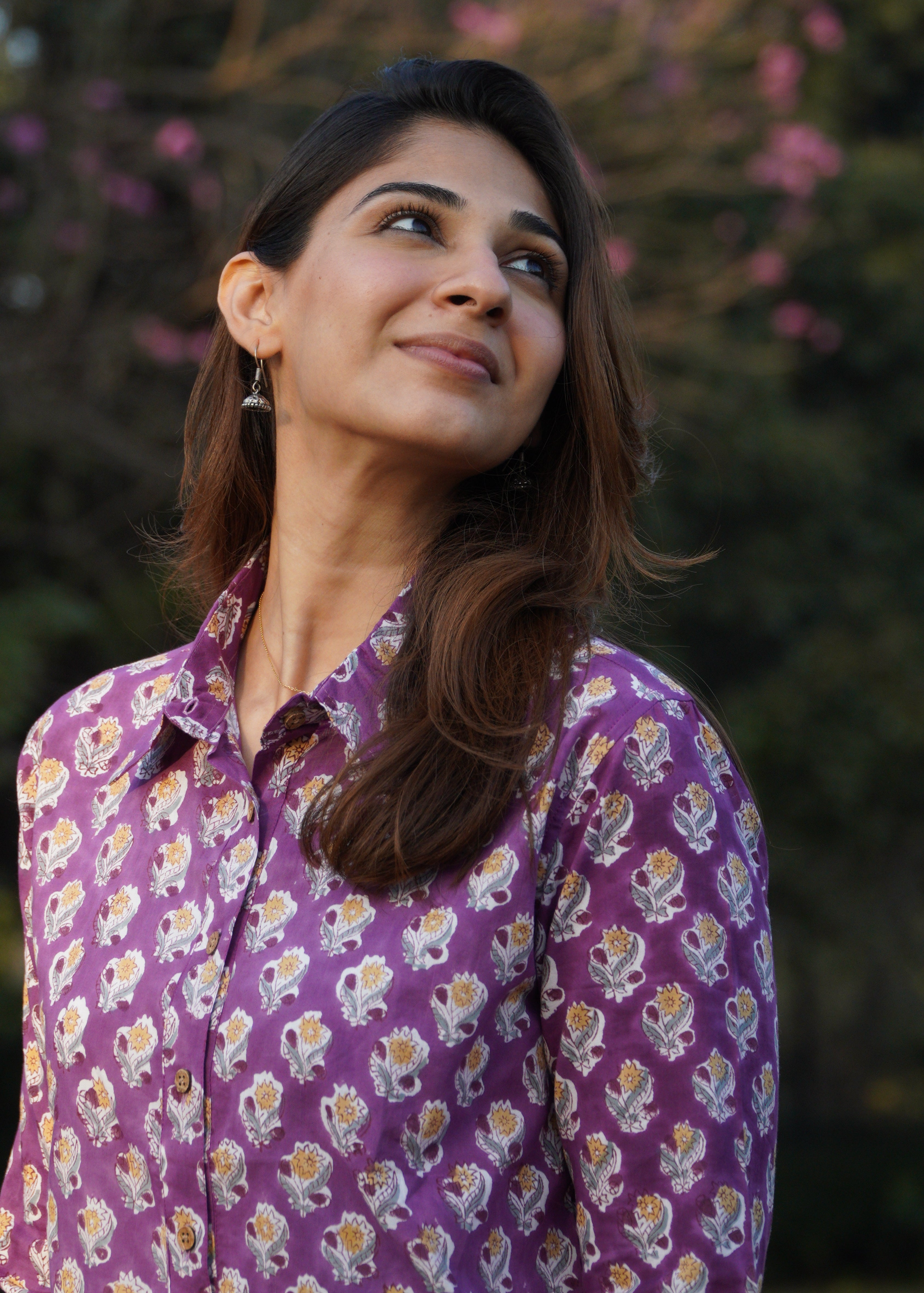 Purple Blossom Block print shirt