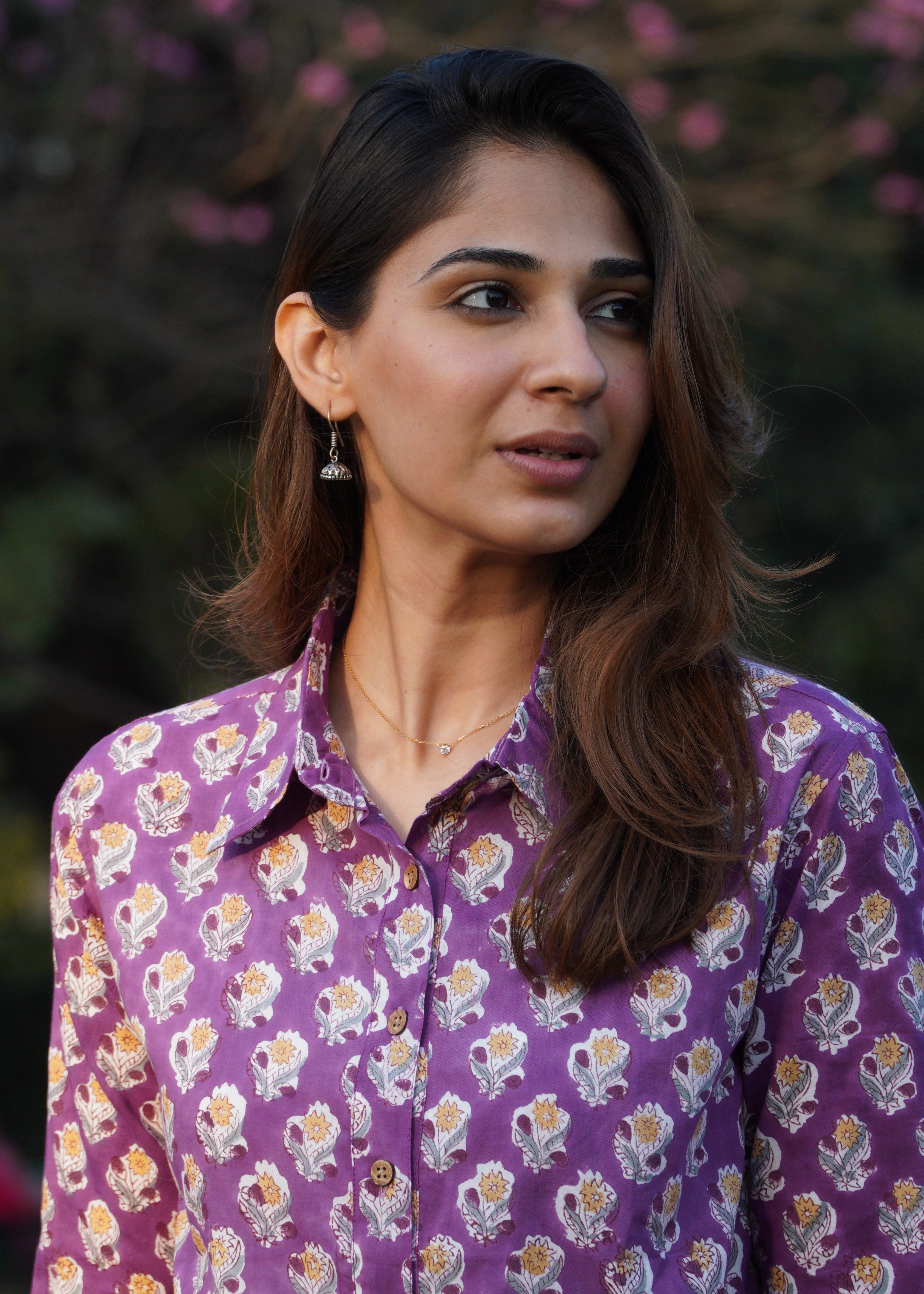 Purple Blossom Block print shirt