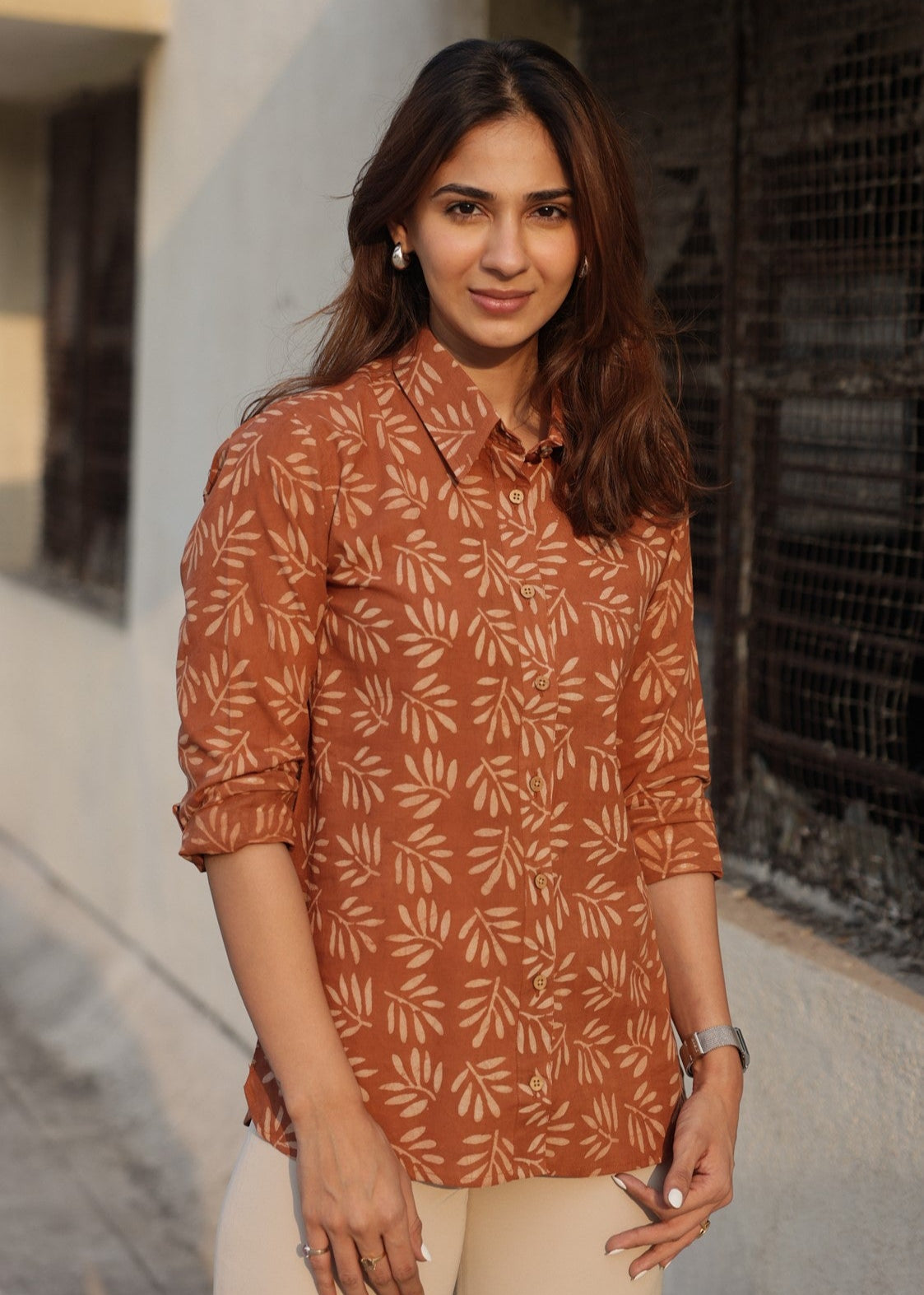 Mud Print Handblock Cotton Shirt