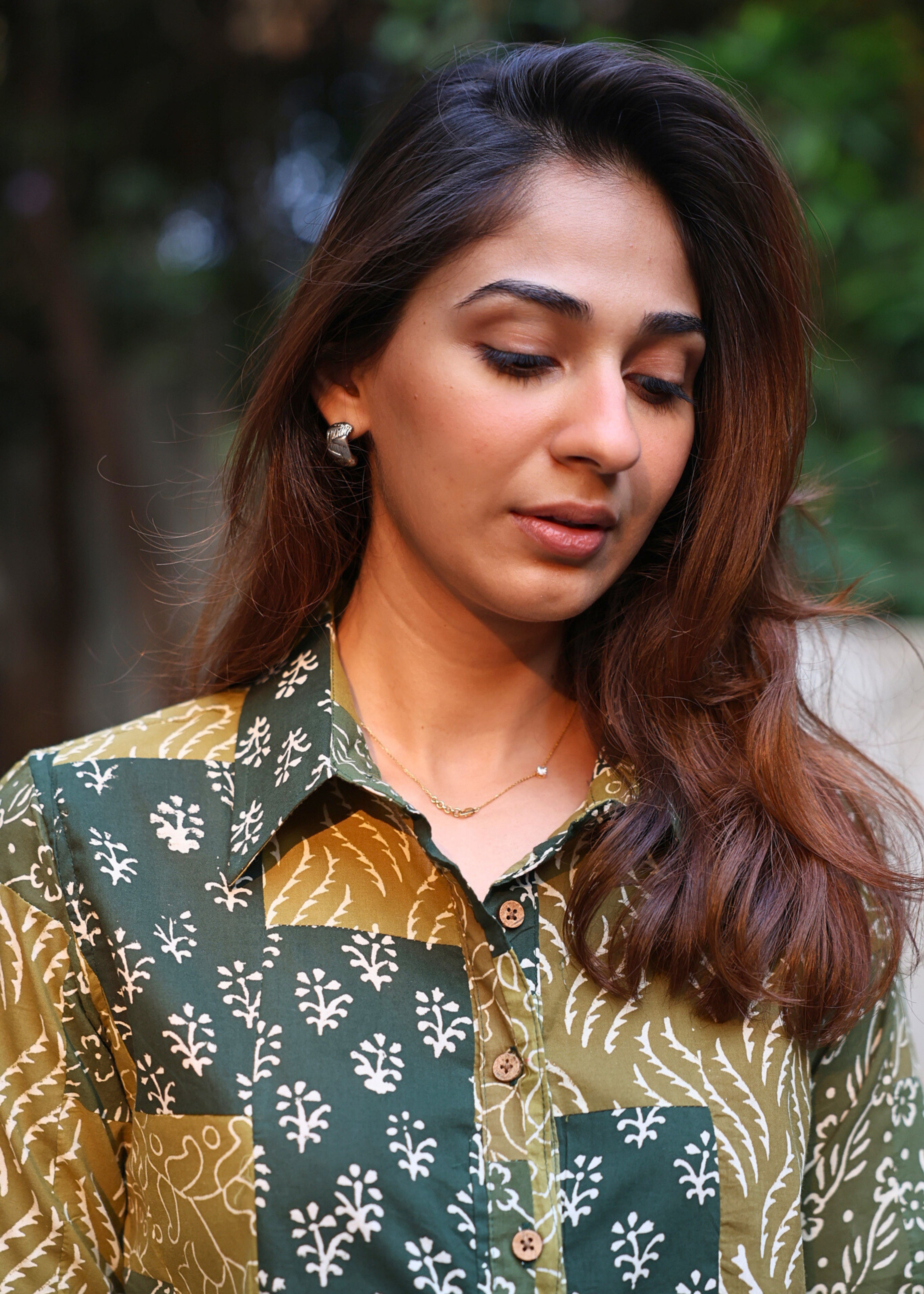 Green Patchwork Handblock Shirt