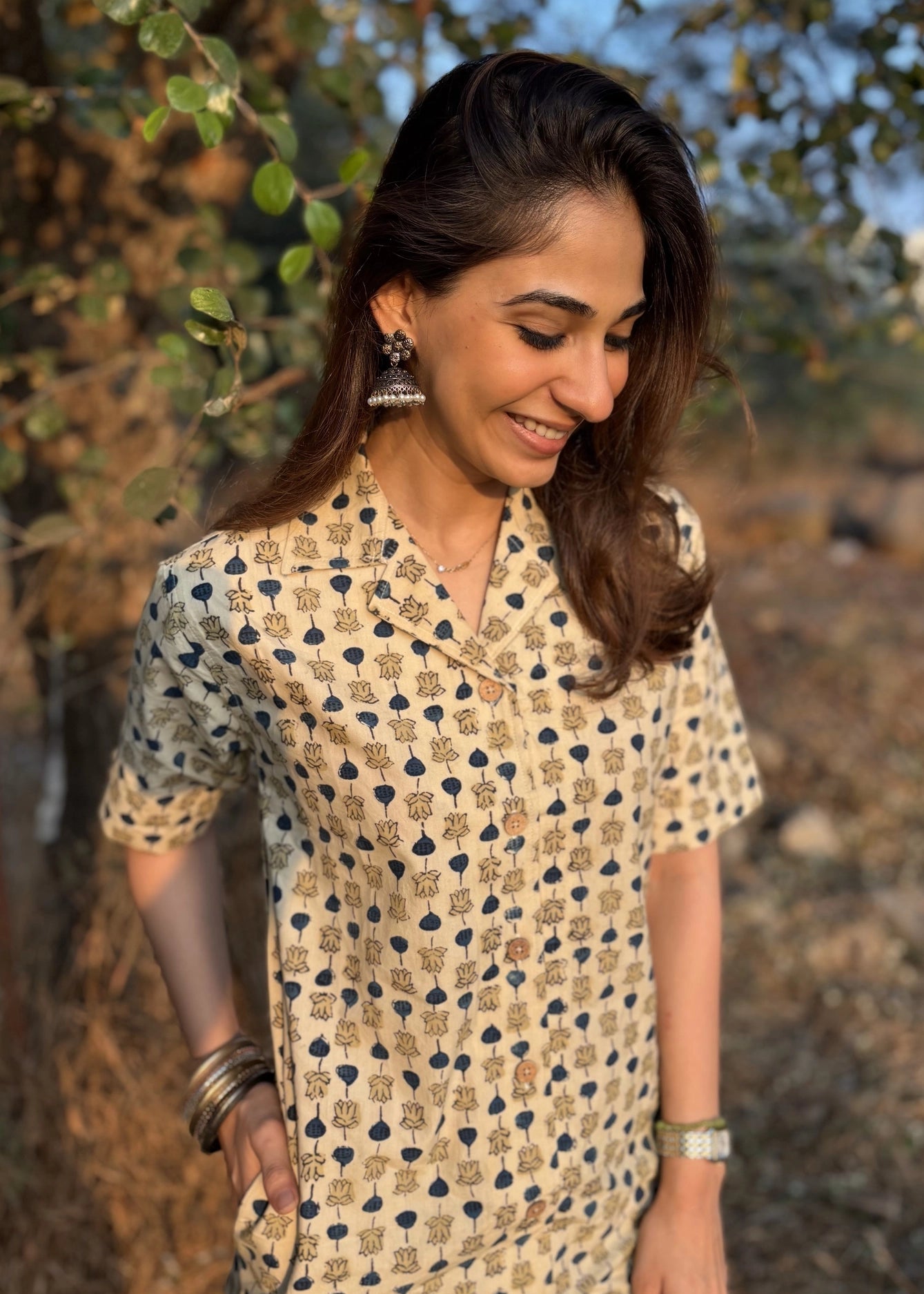 Ajrakh Batik Natural Dye Shirt Kurti