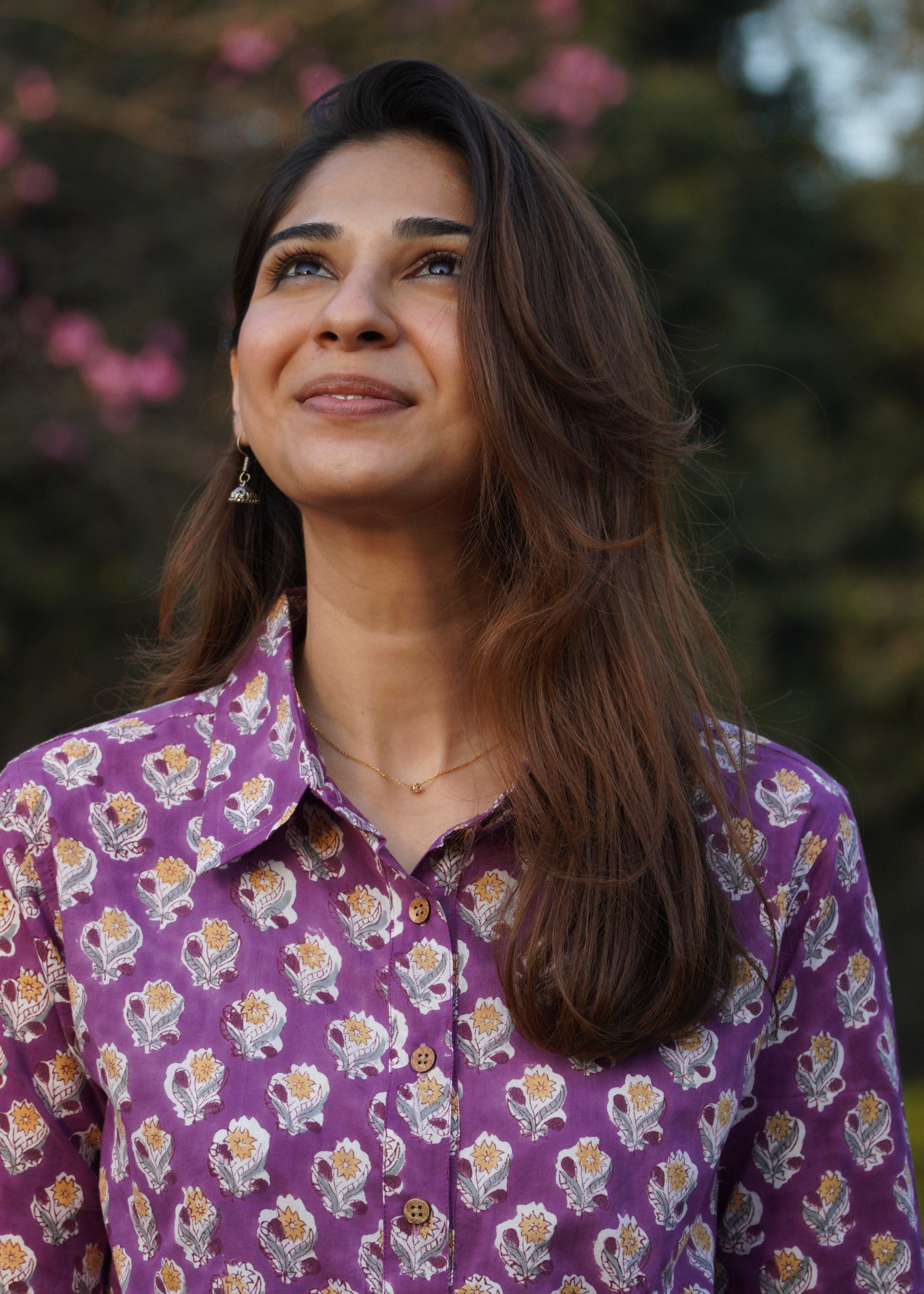 Purple Blossom Block print shirt