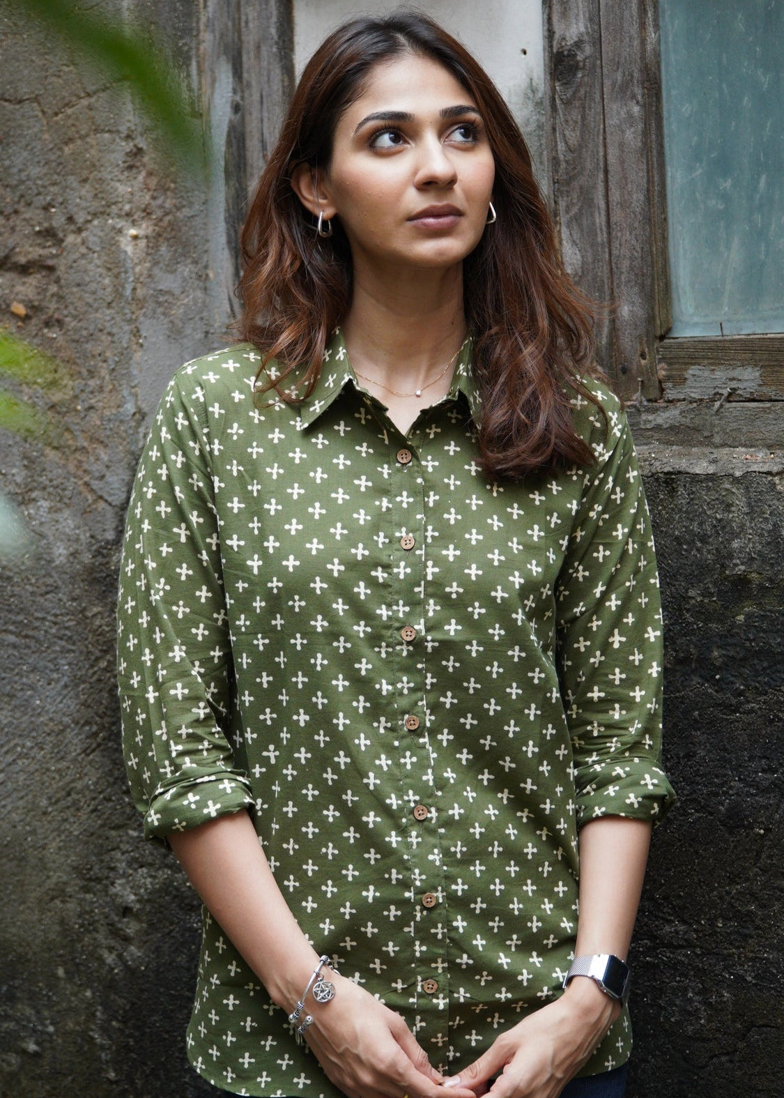 Green Batik Handblock Shirt