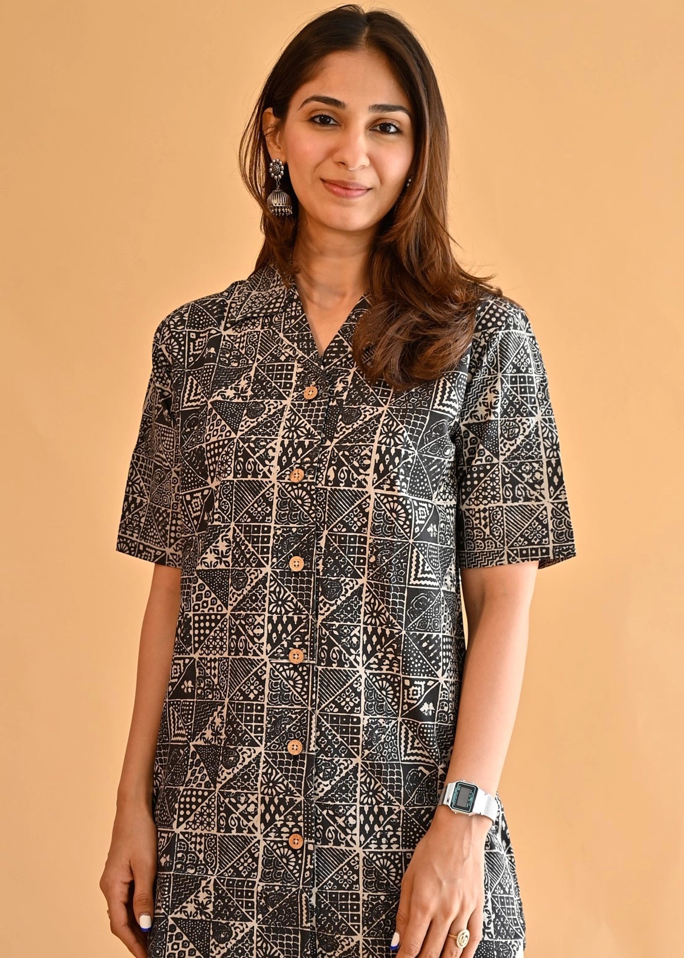 Fabwork Ajrakh Natural Dye Shirt Kurti