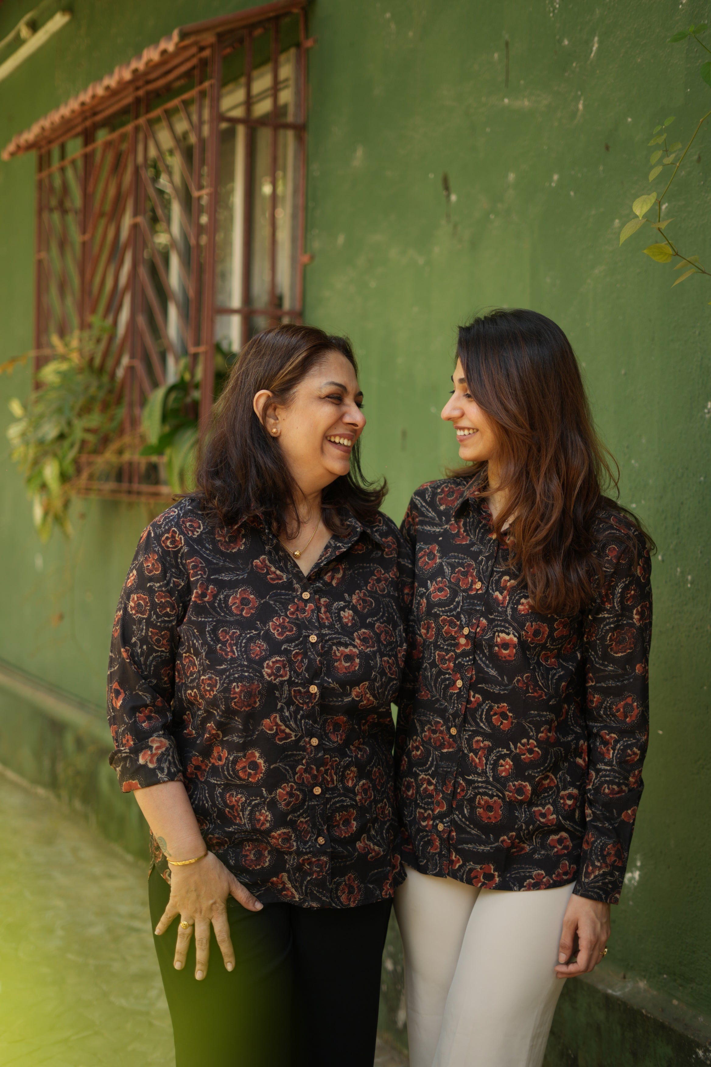 Black Red Bagru Handblock Cotton Shirt