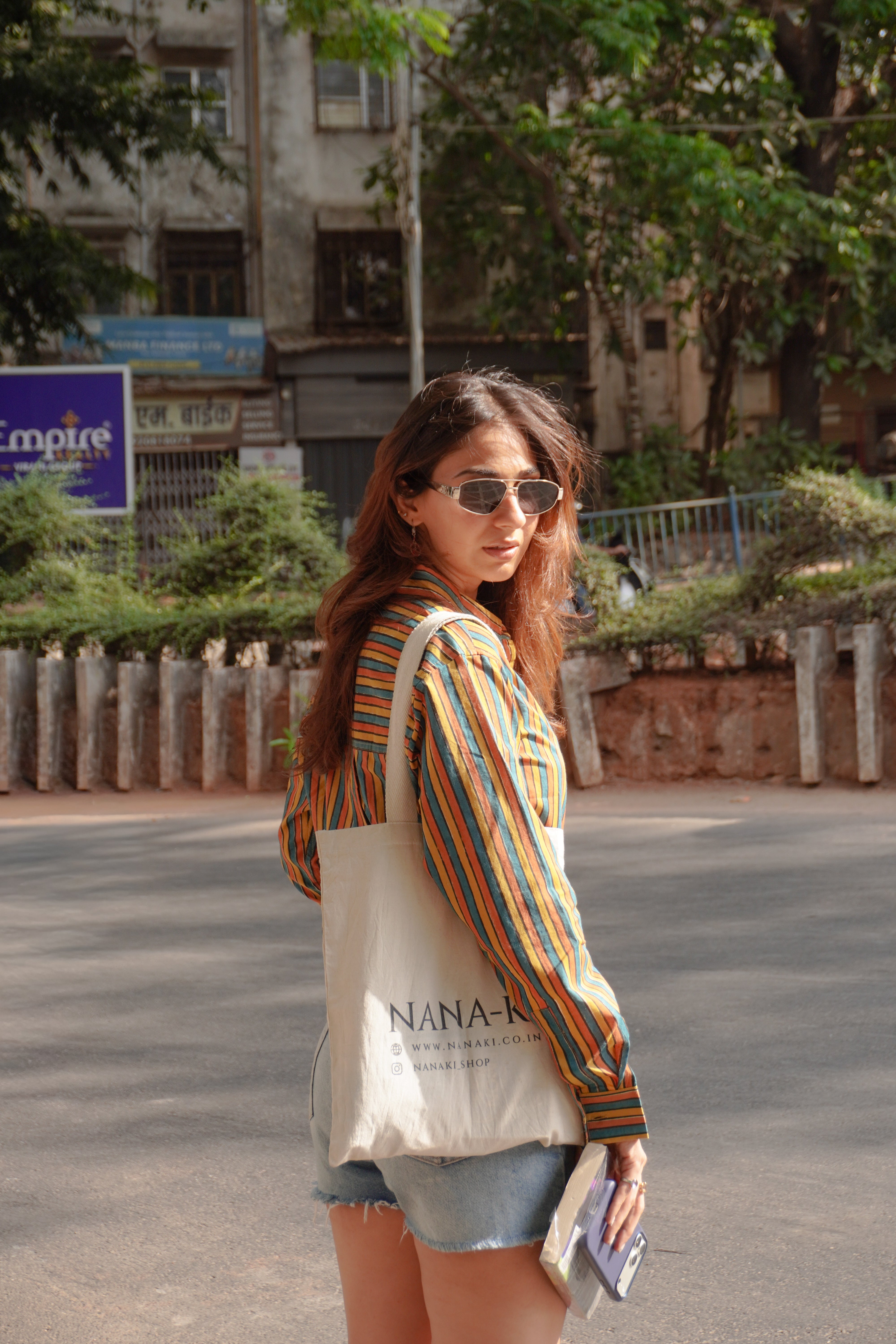 Jaipuri Rangeen Stripe Handblock Cotton Shirt
