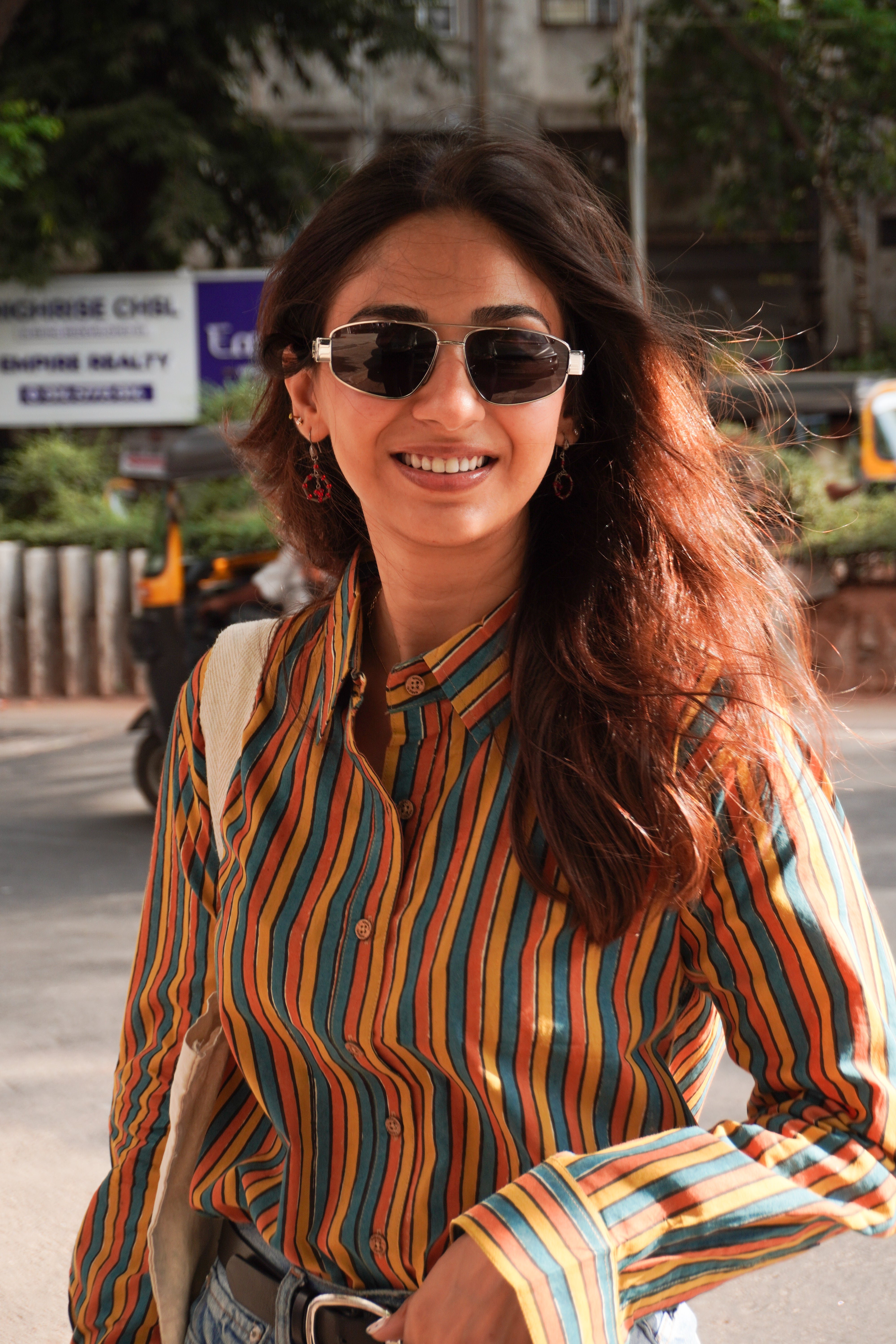 Jaipuri Rangeen Stripe Handblock Cotton Shirt