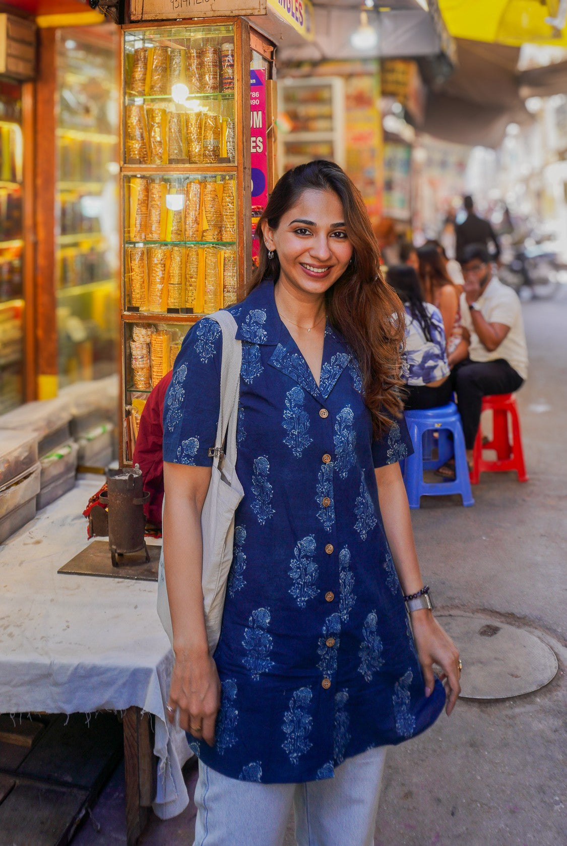 Ajrakh Sky Heaven Handblock Cotton Shirt Kurti