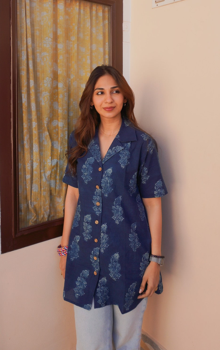 Ajrakh Sky Heaven Handblock Cotton Shirt Kurti