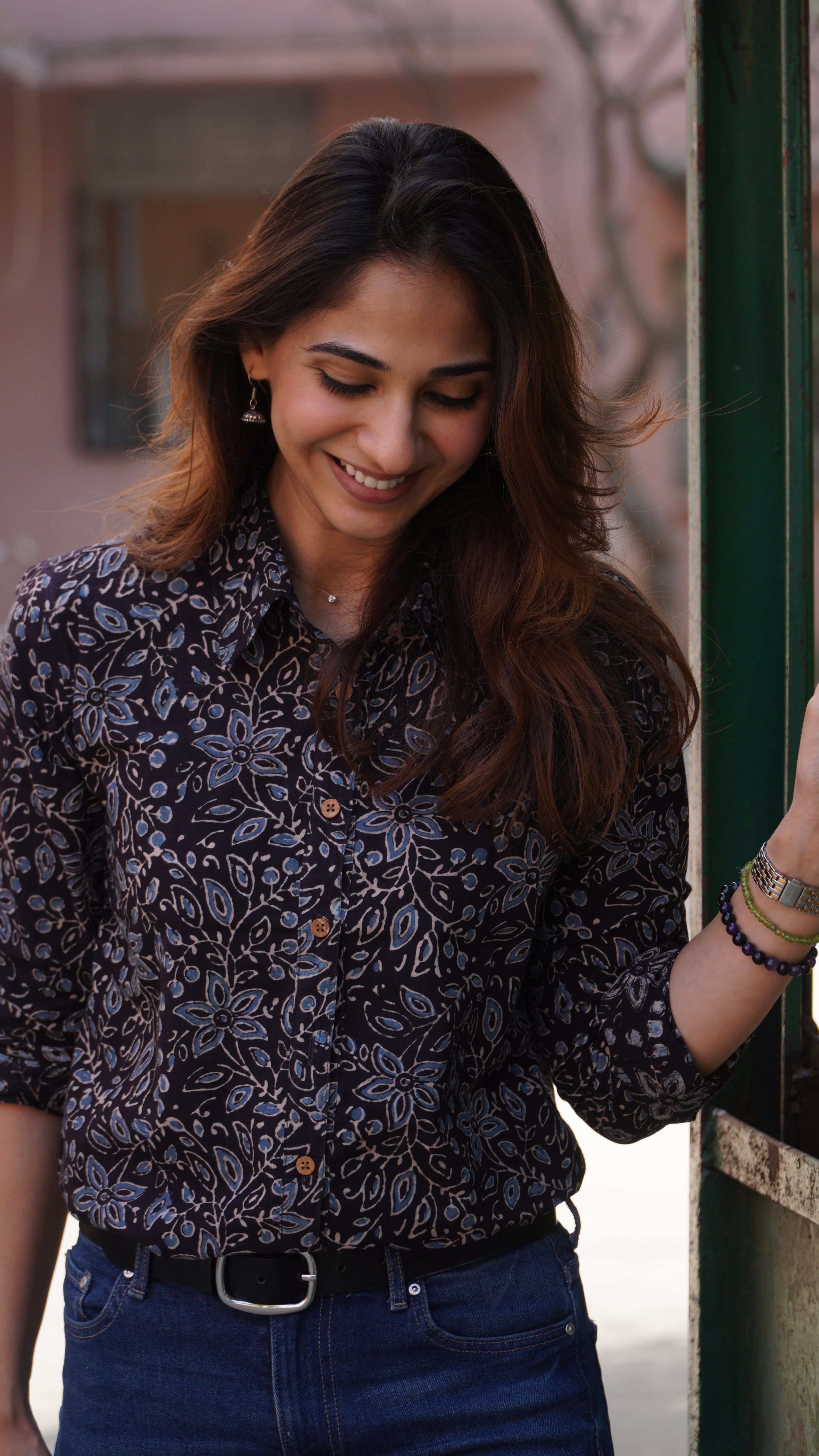 Black Ajrakh Block Print Shirt