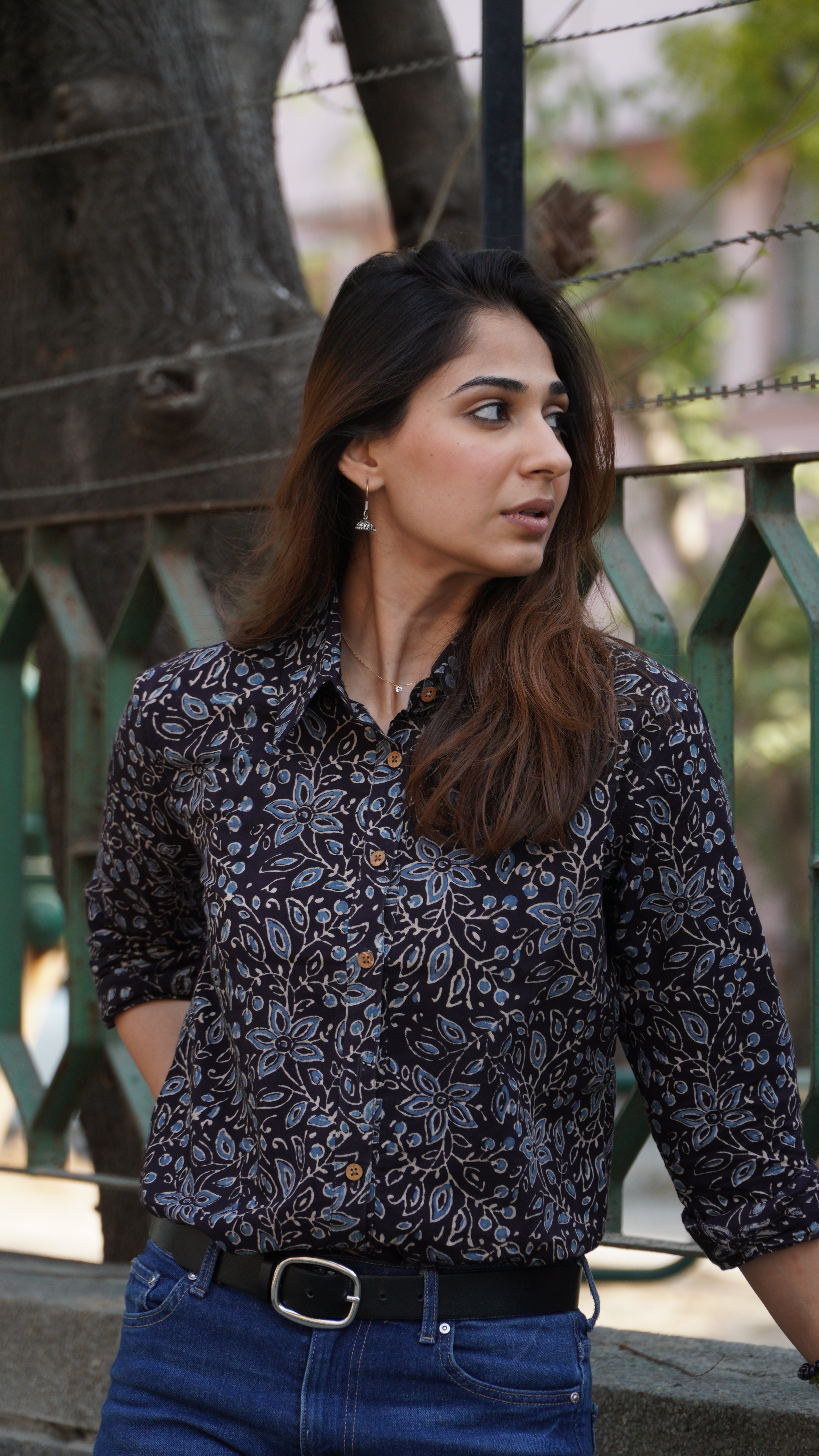 Black Ajrakh Block Print Shirt