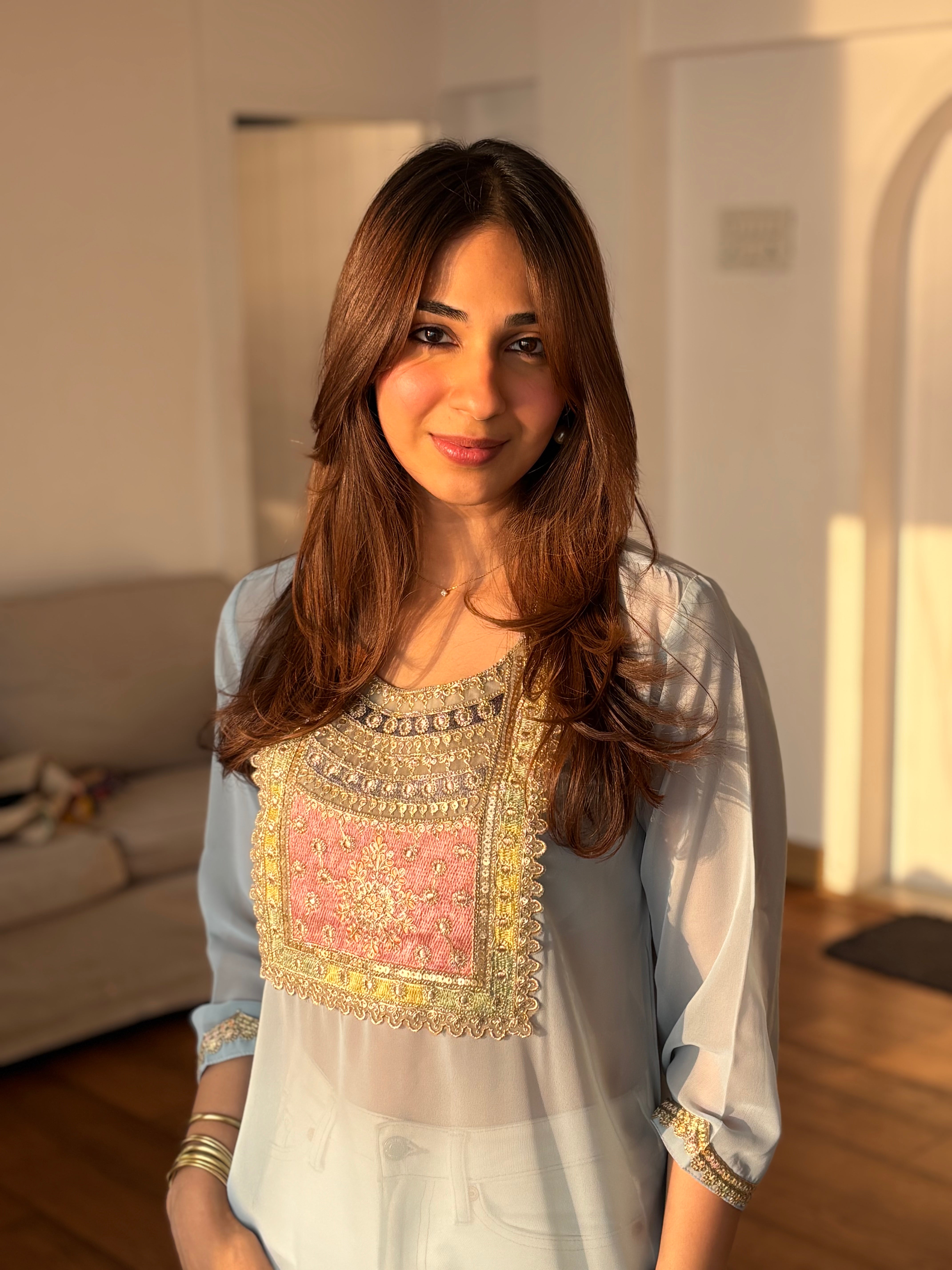 Mint Blue Aaina Kurti