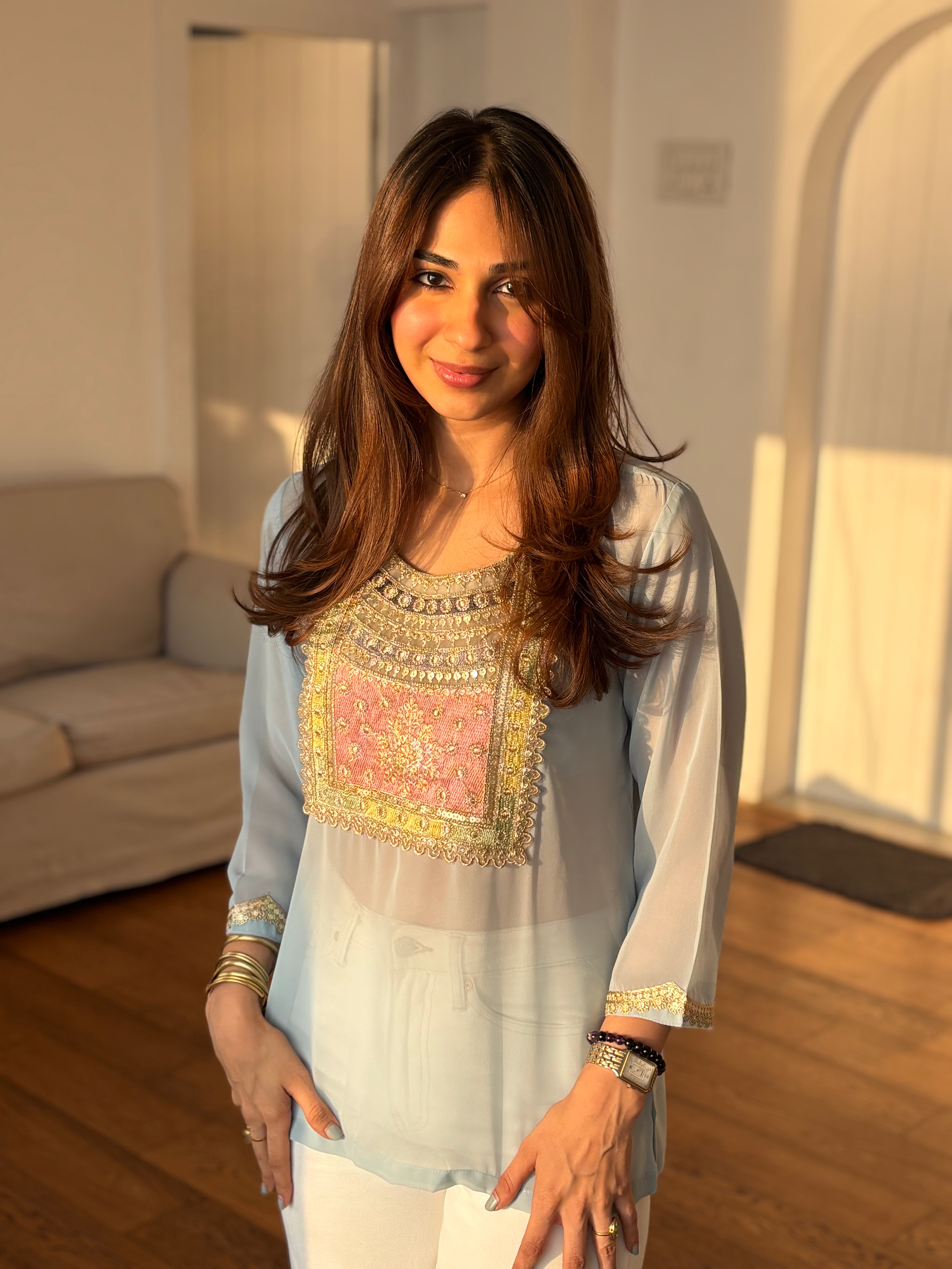 Mint Blue Aaina Kurti