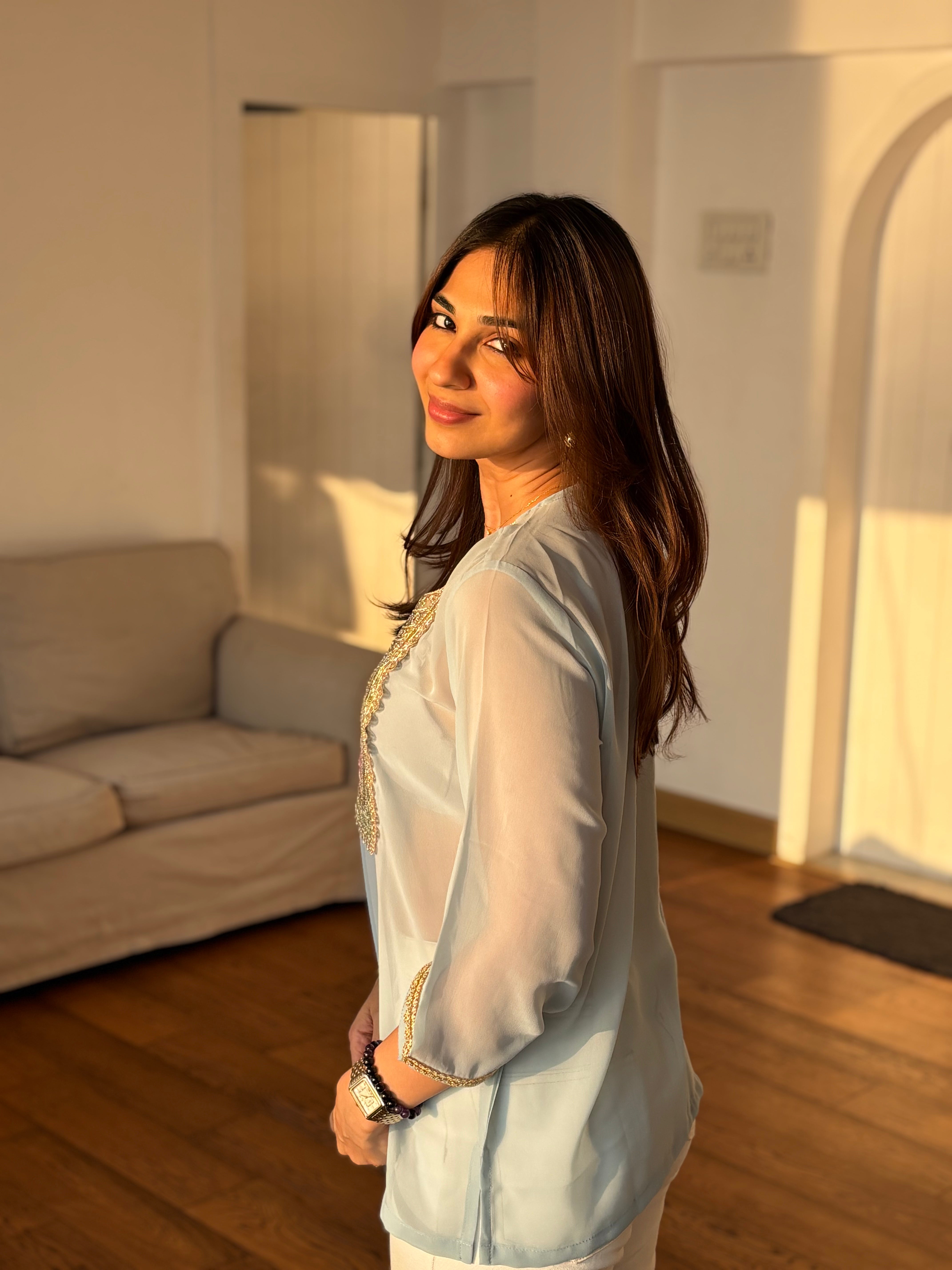 Mint Blue Aaina Kurti