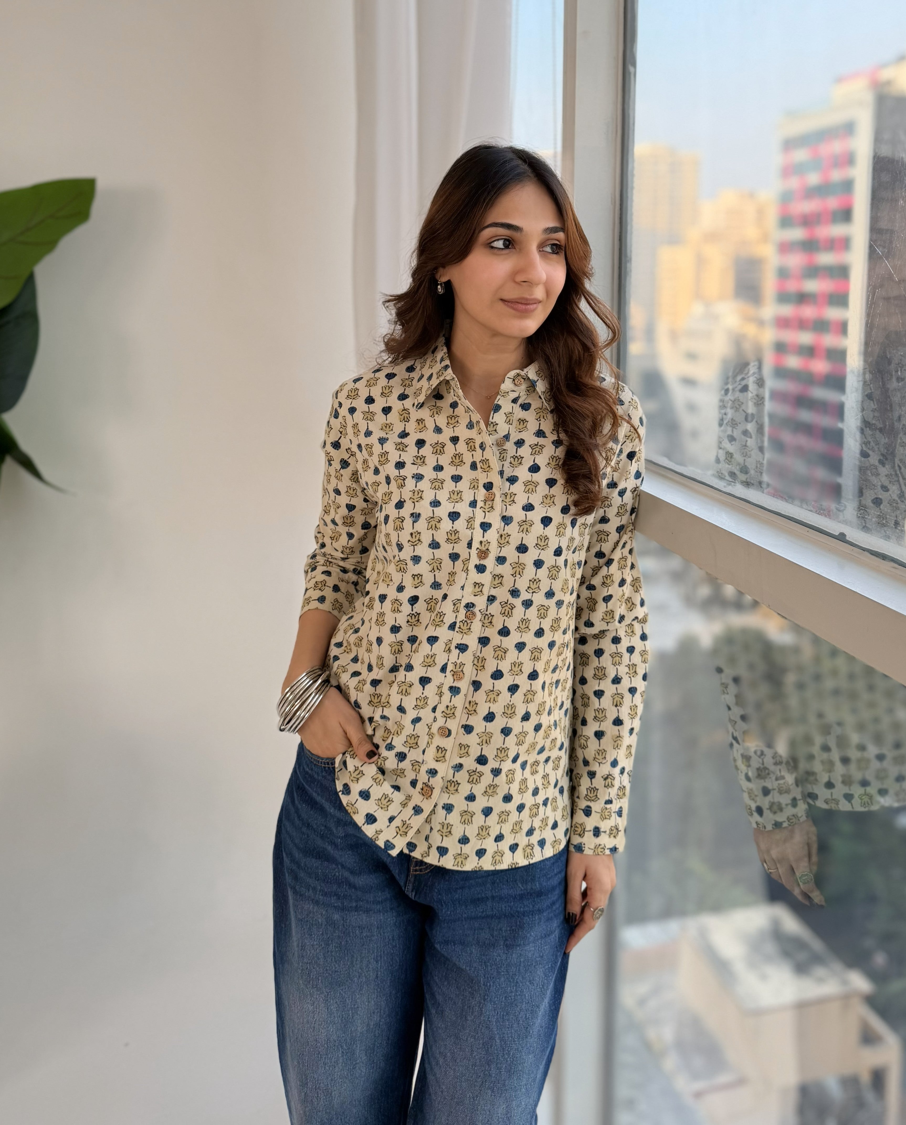 Ajrakh Batik Natural Dye Cotton Shirt