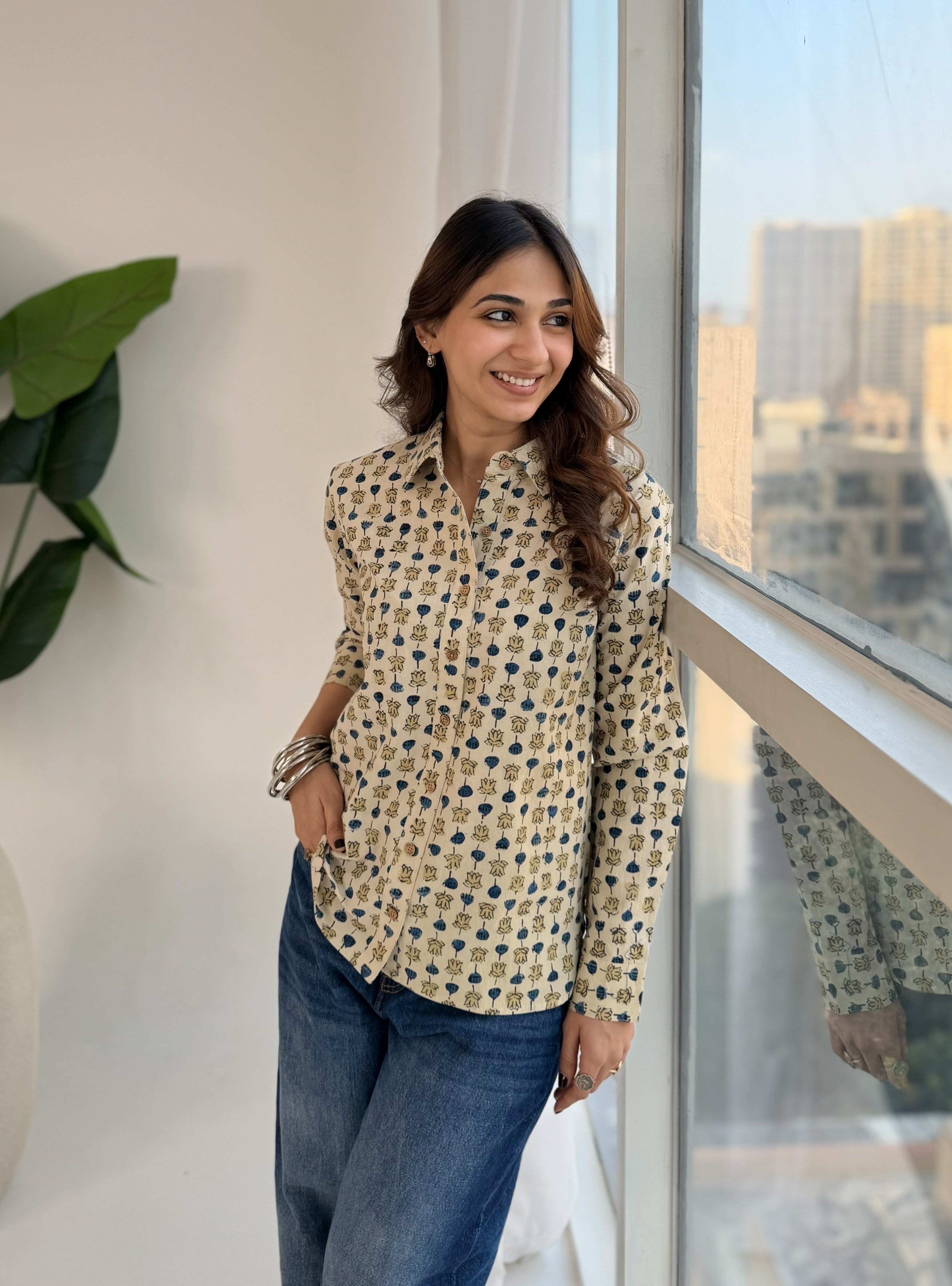 Ajrakh Batik Natural Dye Cotton Shirt