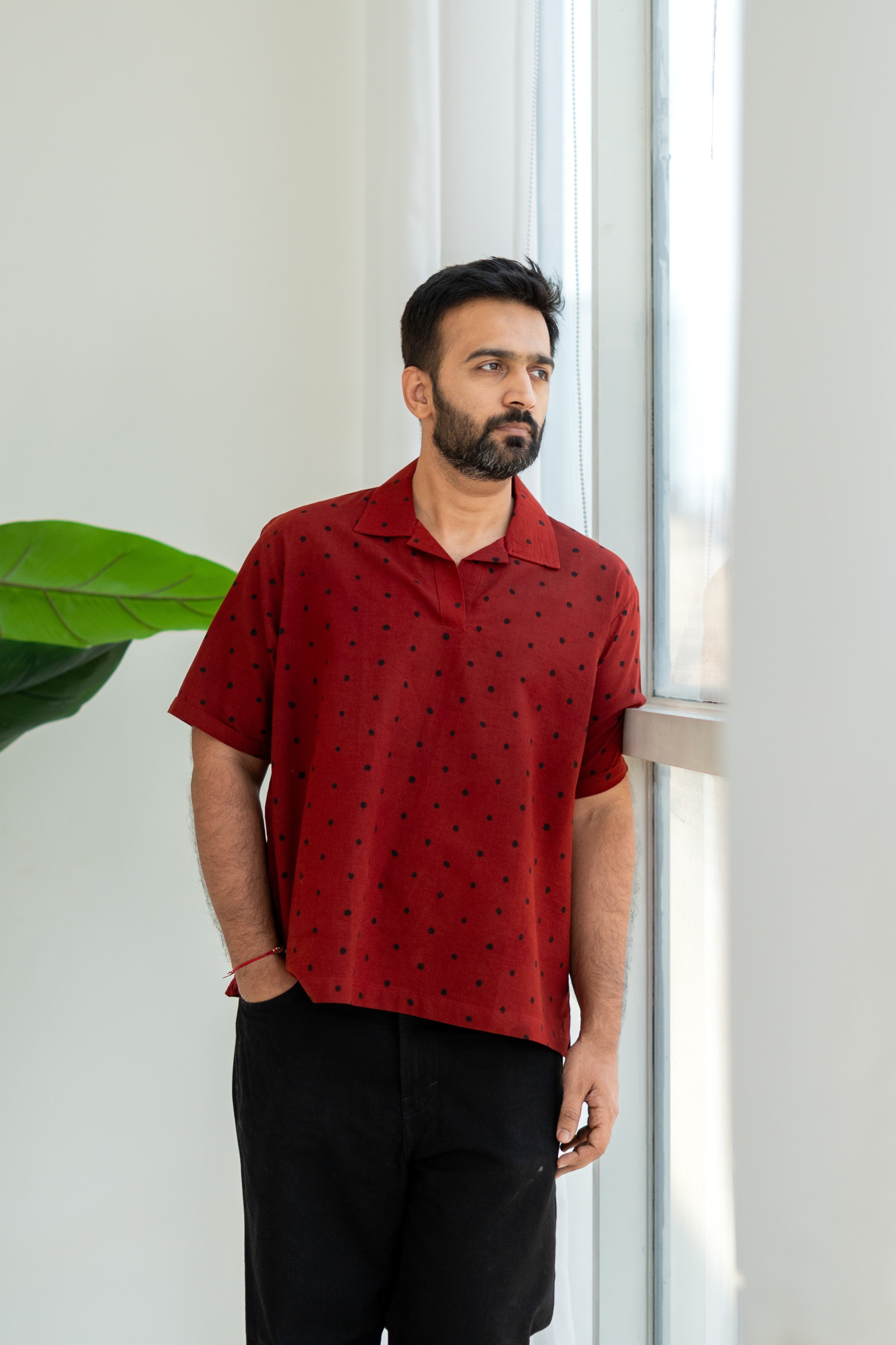 Red Polka Ajrakh Unisex Cotton T Shirt