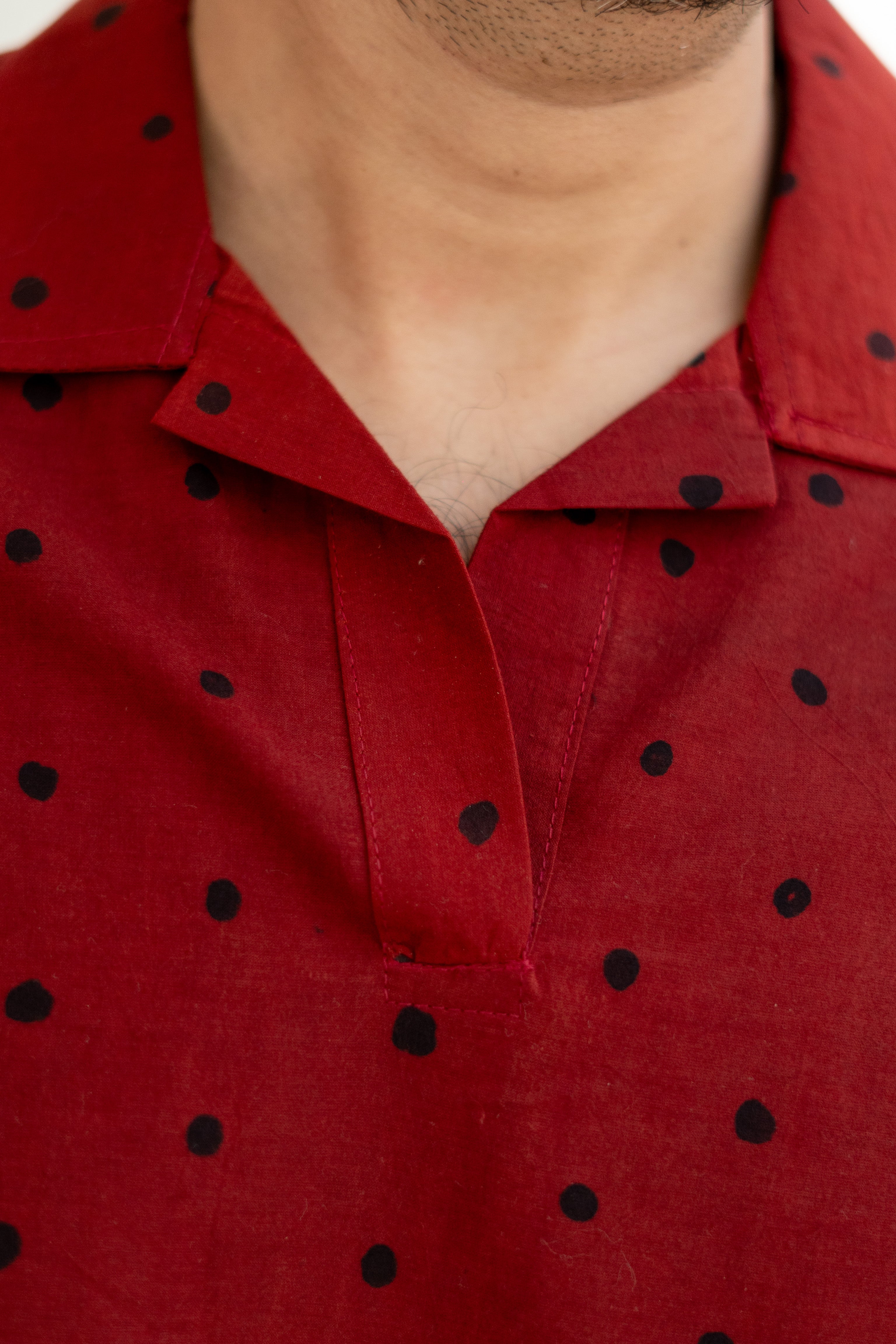 Red Polka Ajrakh Unisex Cotton T Shirt