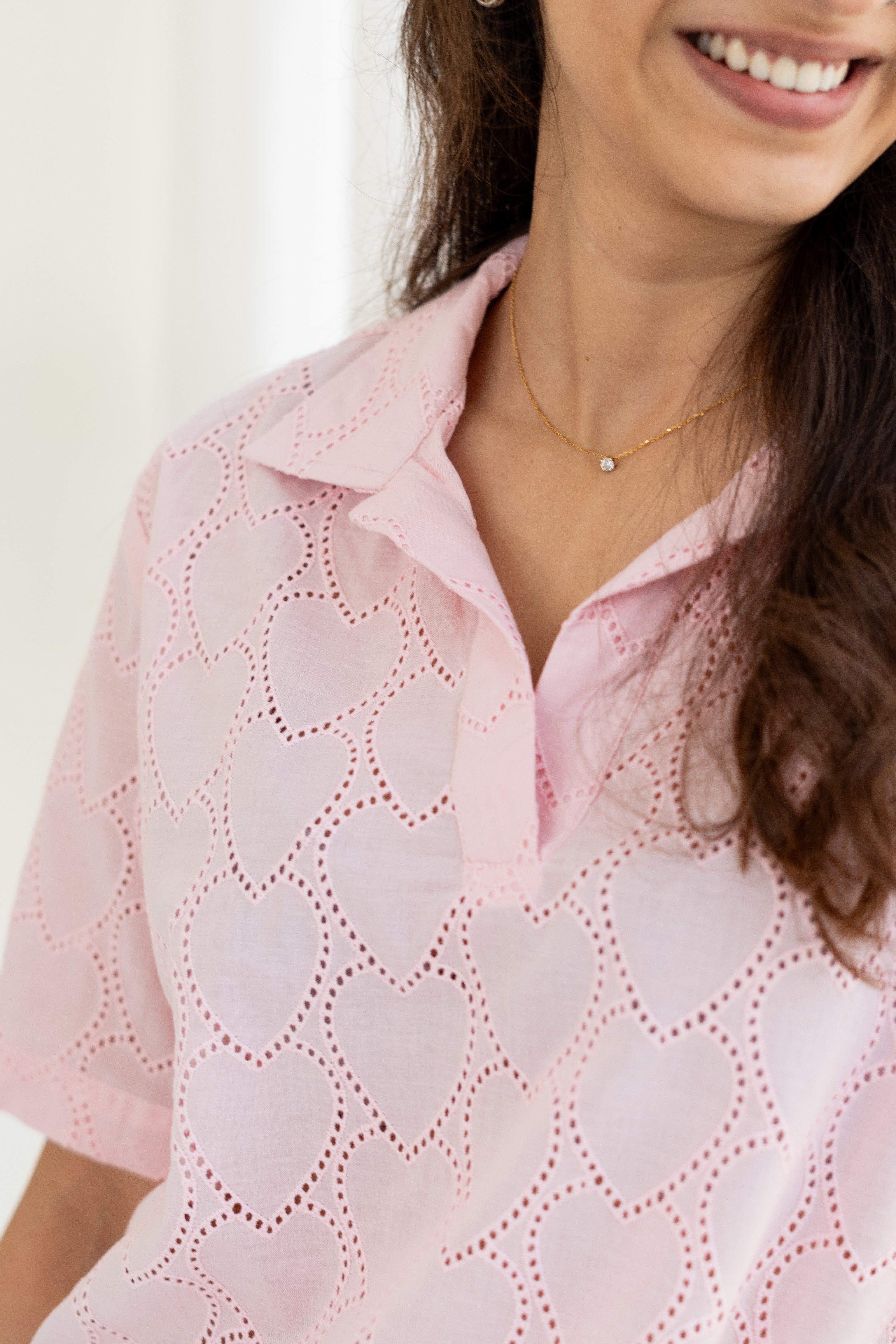 Baby Pink Hakoba Heart Unisex Cotton T Shirt