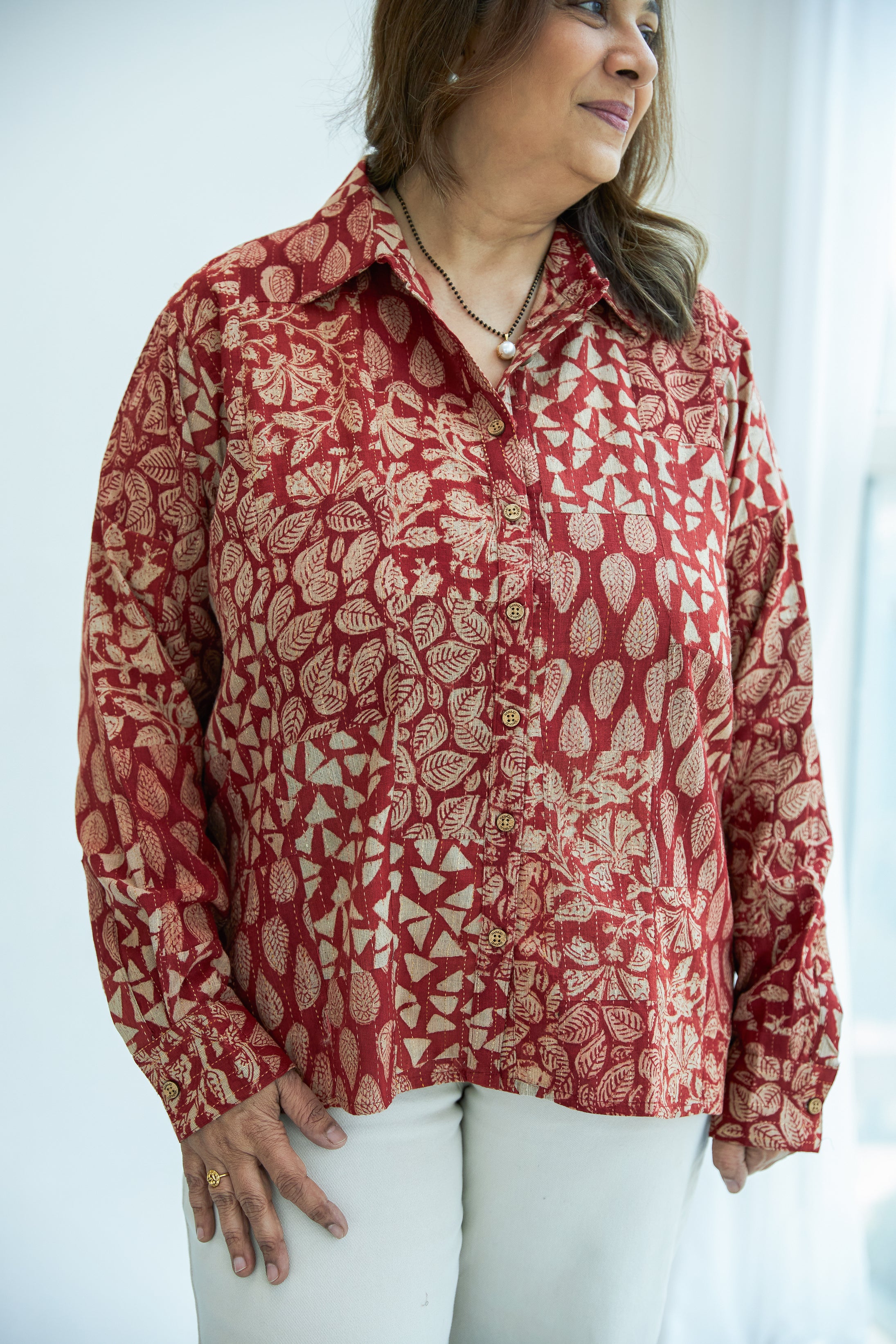 Katha Patchwork Handblock Cotton Shirt