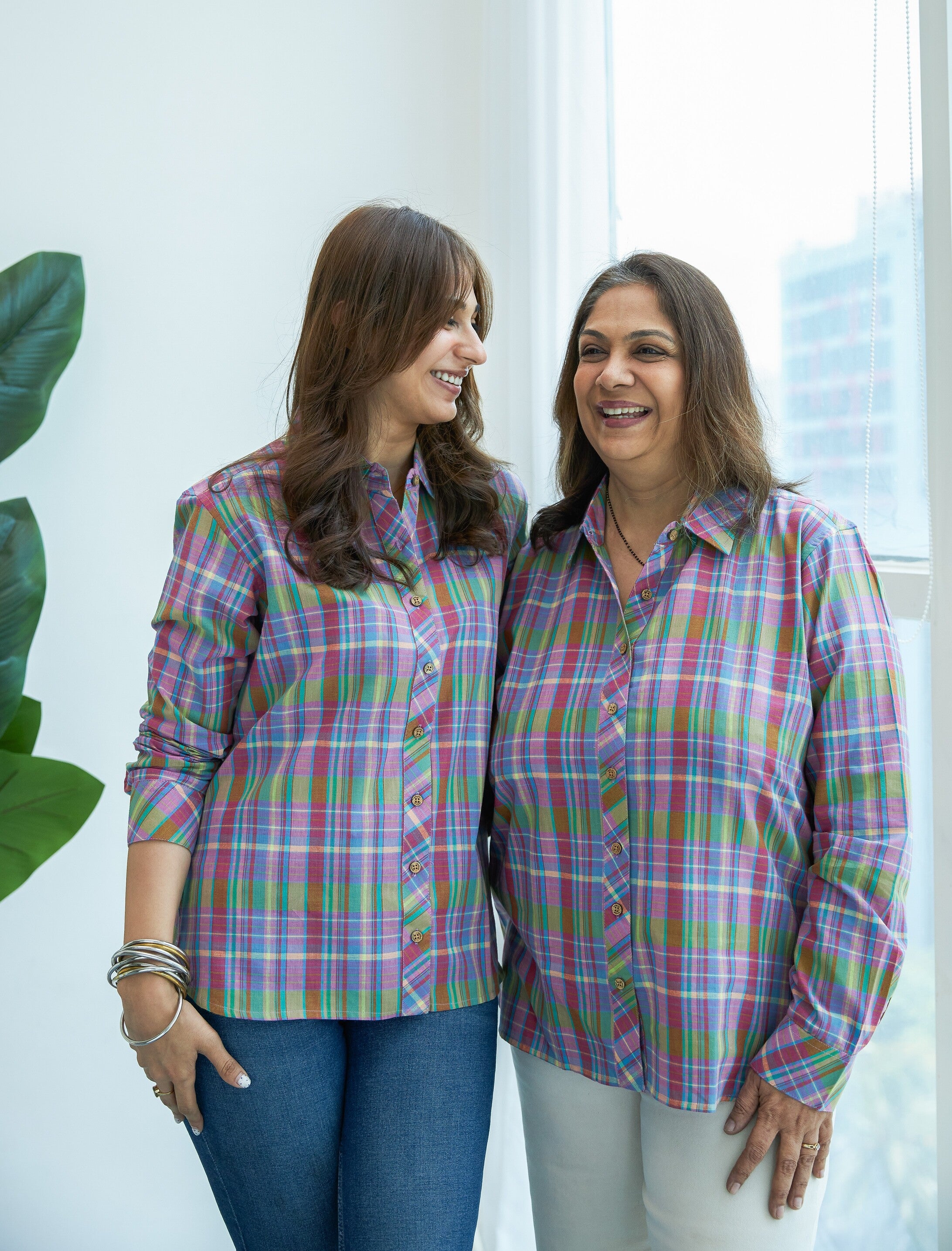 Green Purple Madras Cotton Checks