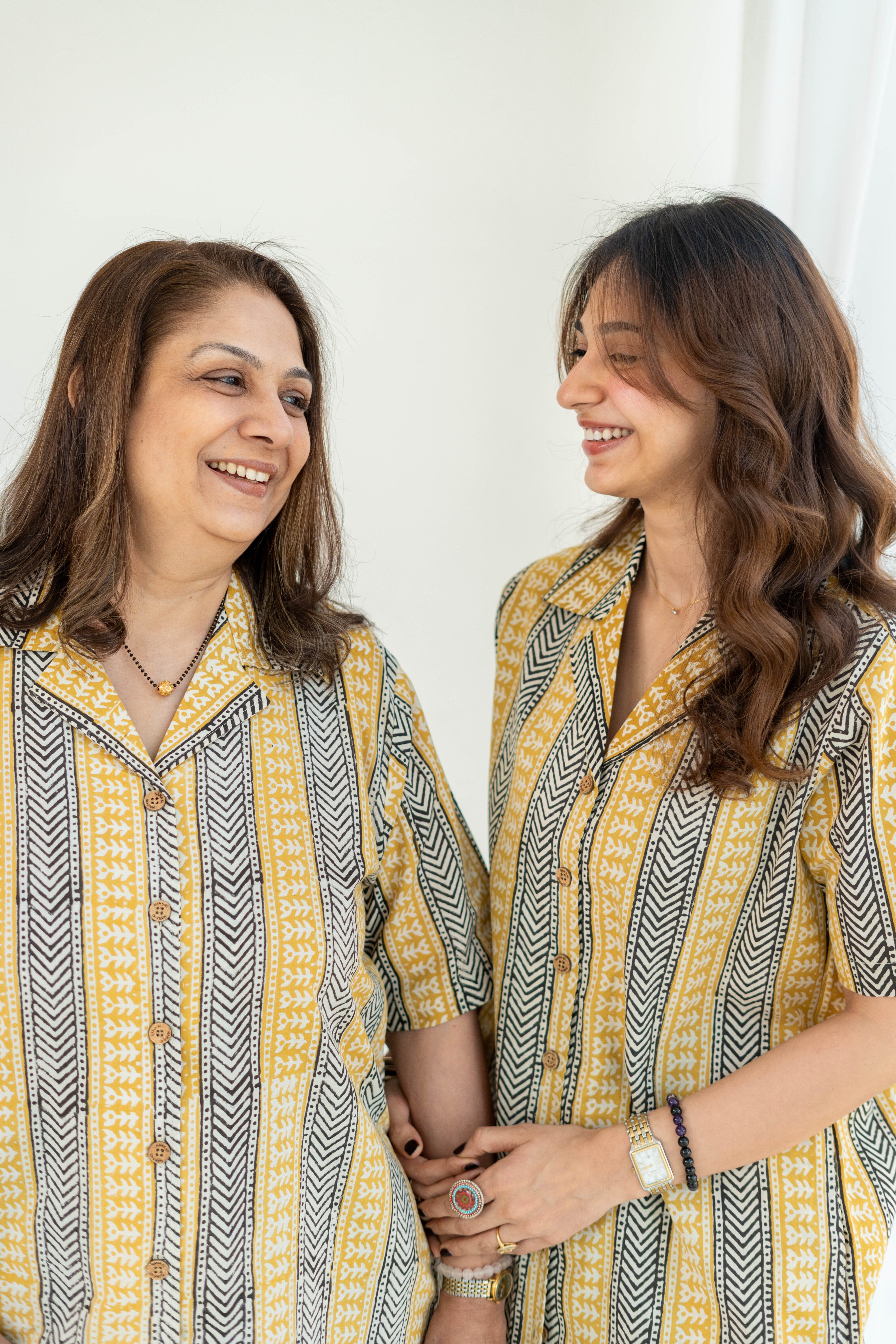 Ajrakh Yellow Stripe Handblock Cotton Shirt Kurti