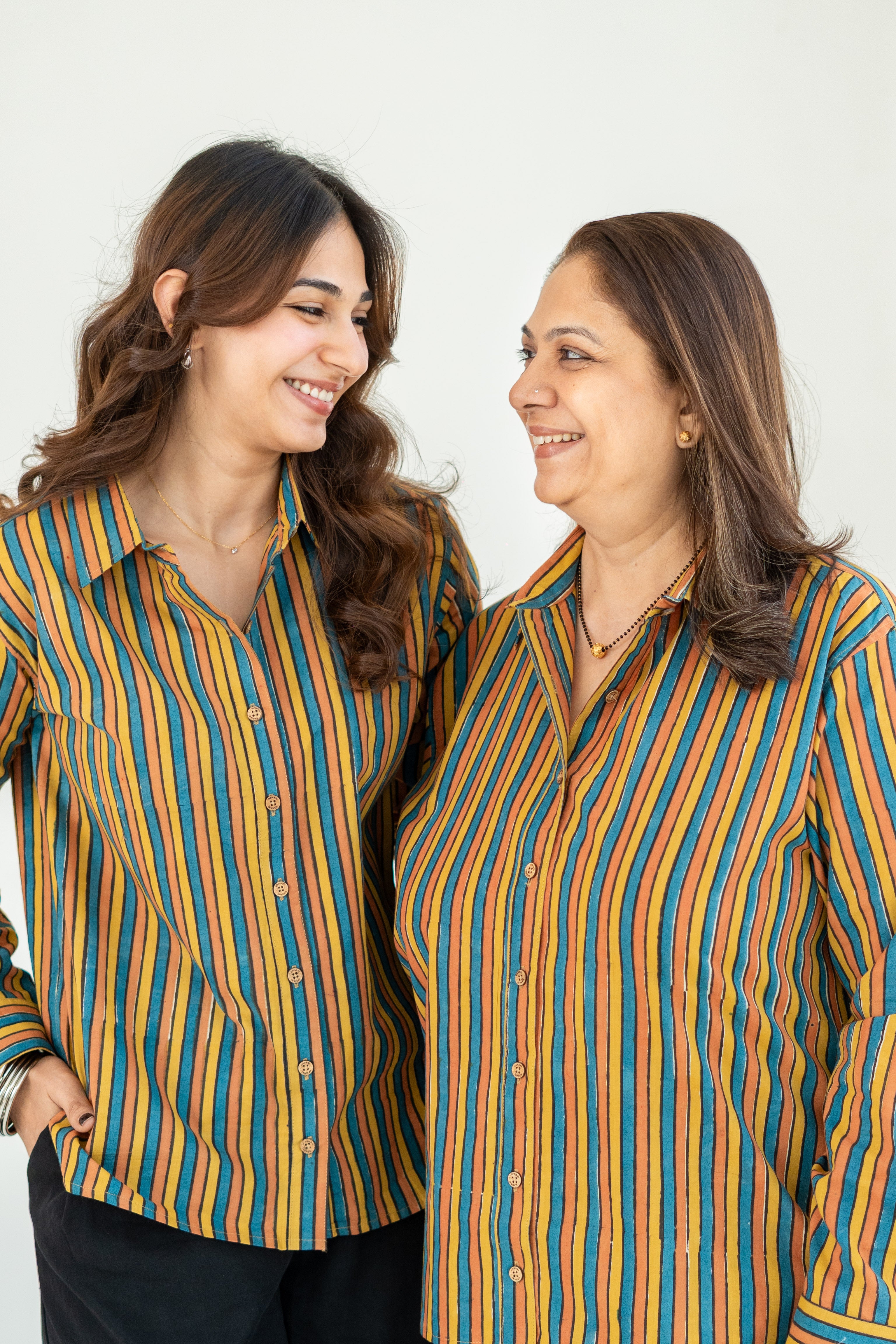 Jaipuri Rangeen Stripe Handblock Cotton Shirt