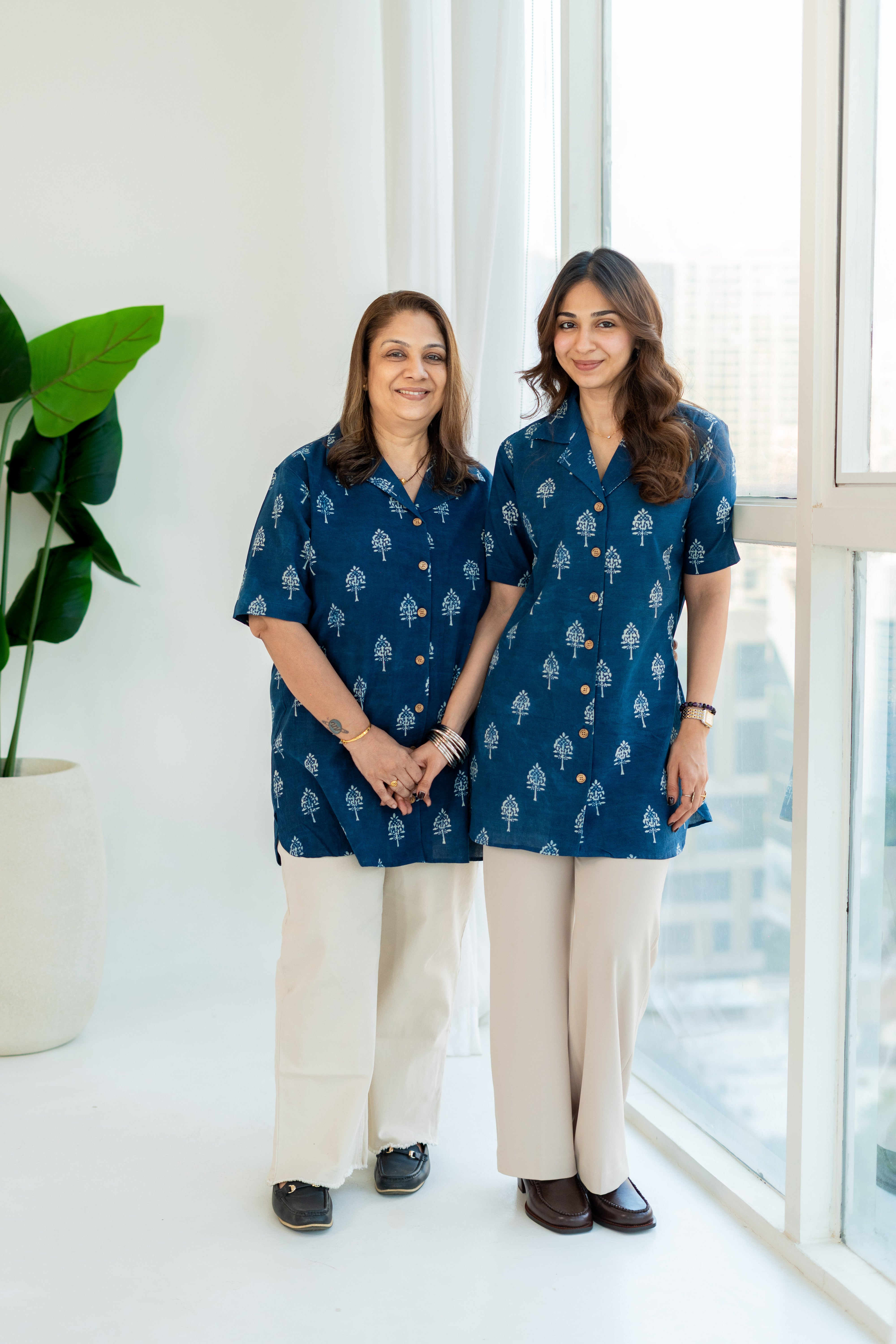 Navy Blue Ajrakh Handblock Cotton Shirt Kurti