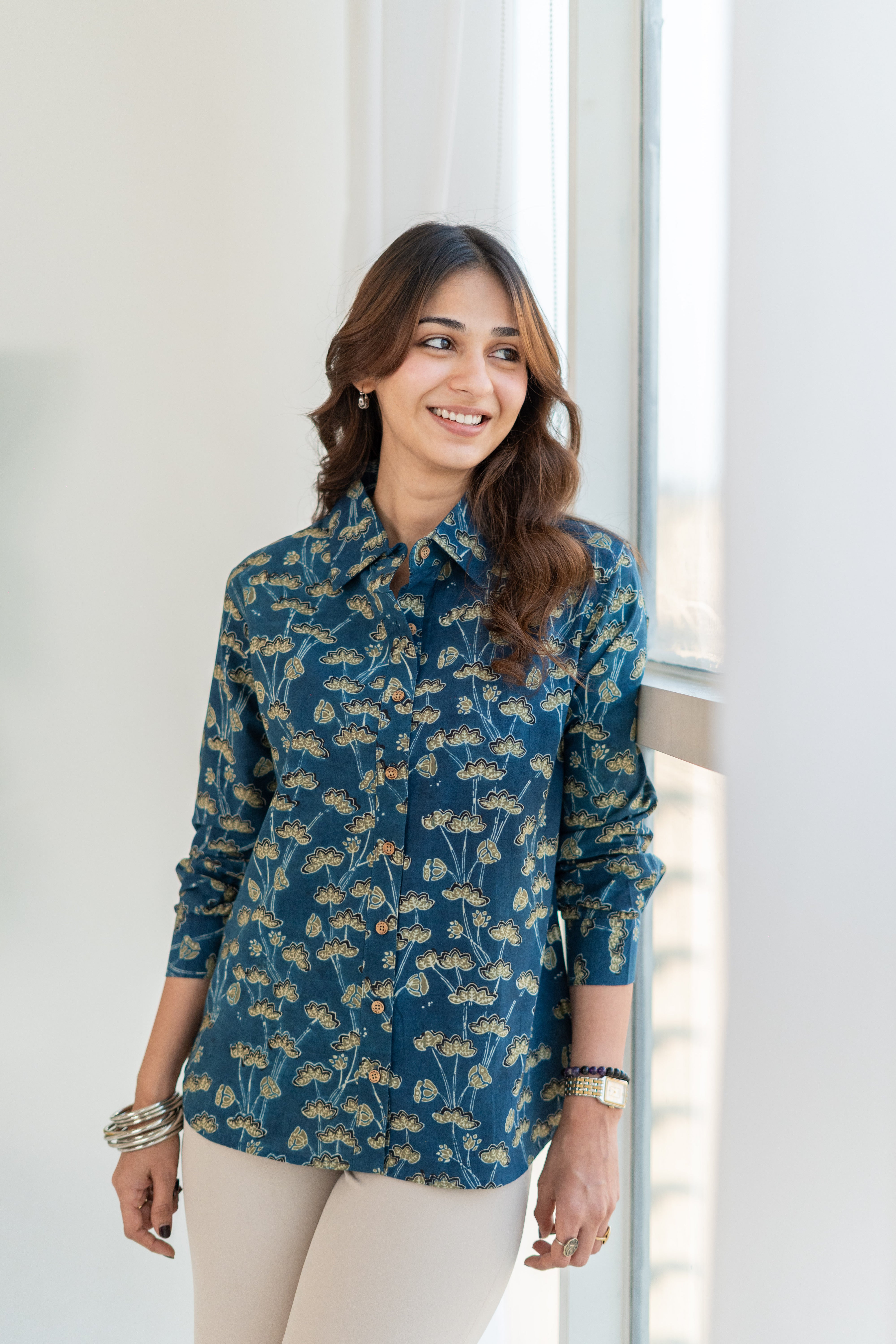 Ajrakh Sky Heaven Handblock Cotton Shirt