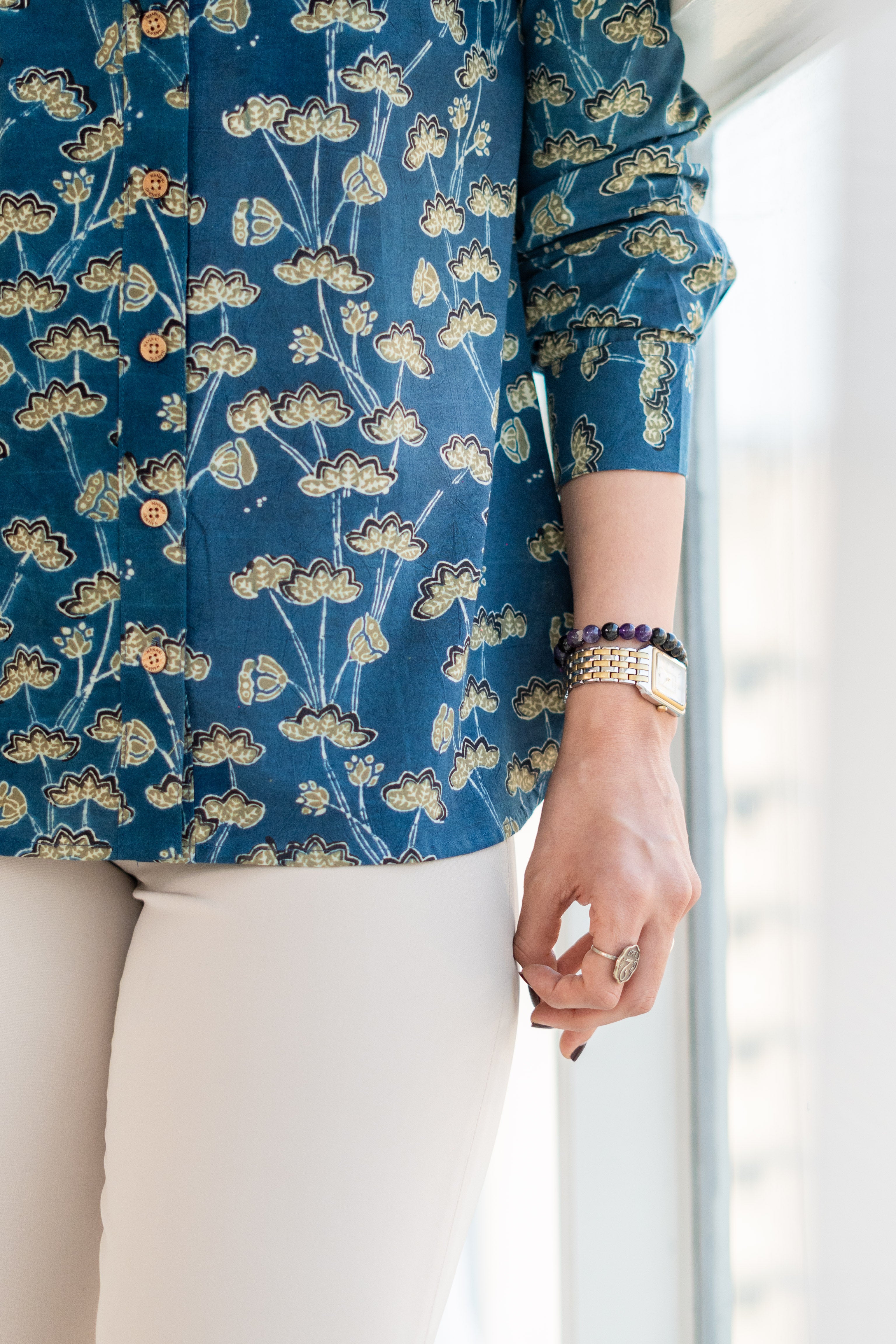 Ajrakh Sky Heaven Handblock Cotton Shirt