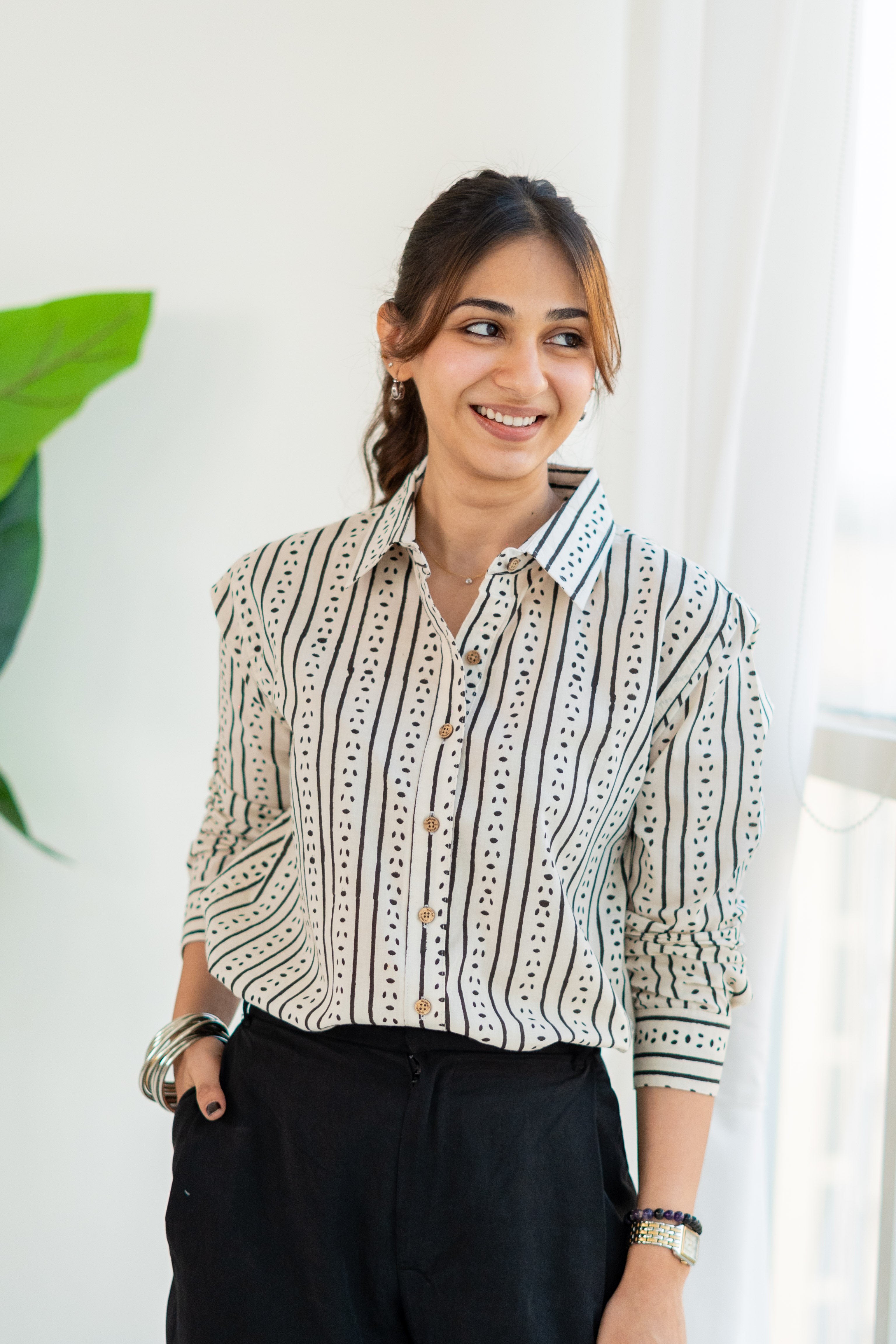 Jaipuri Stripe Handblock Cotton Shirt