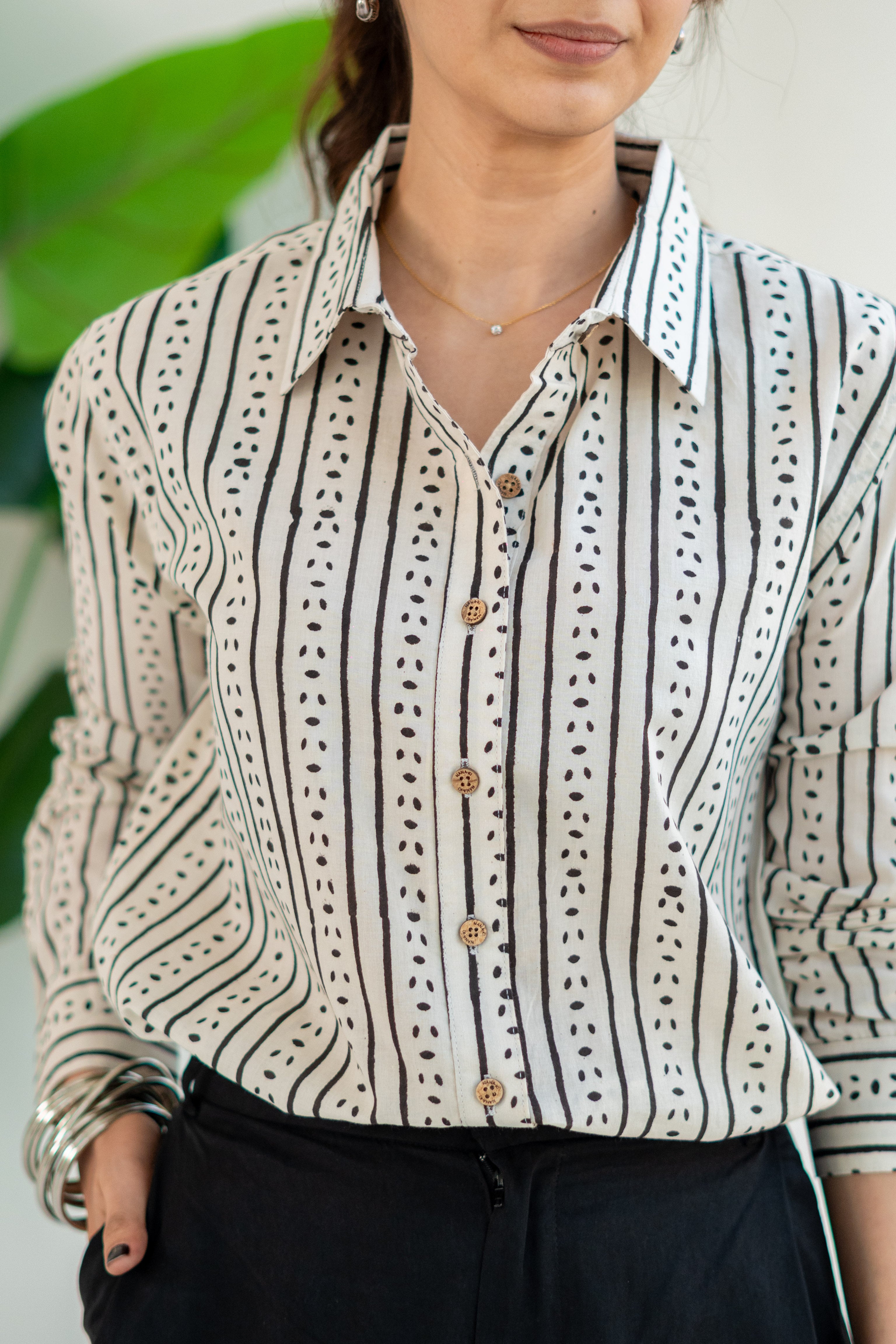 Jaipuri Stripe Handblock Cotton Shirt