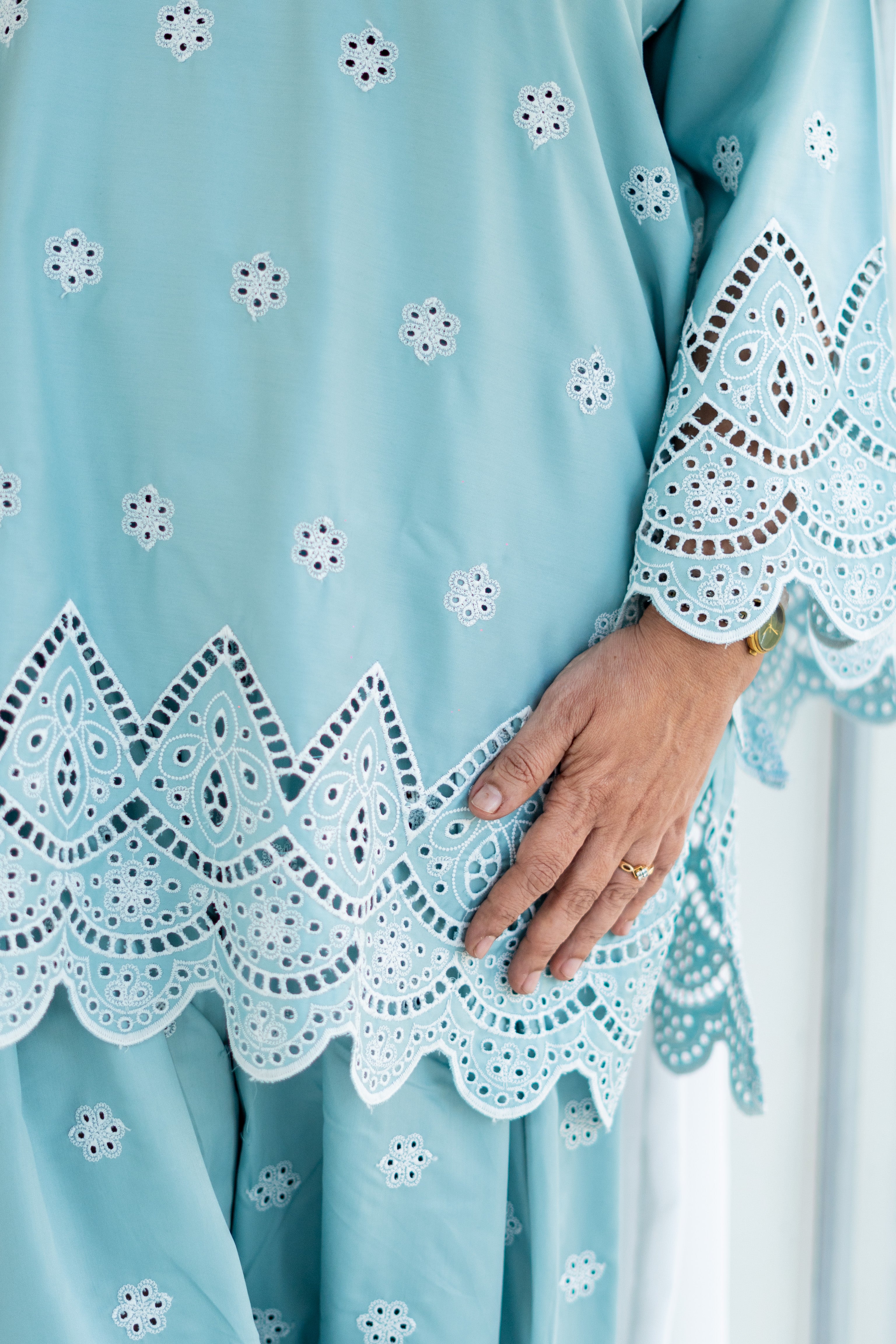 Mint Blue Embroidered Farshi Salwar Set