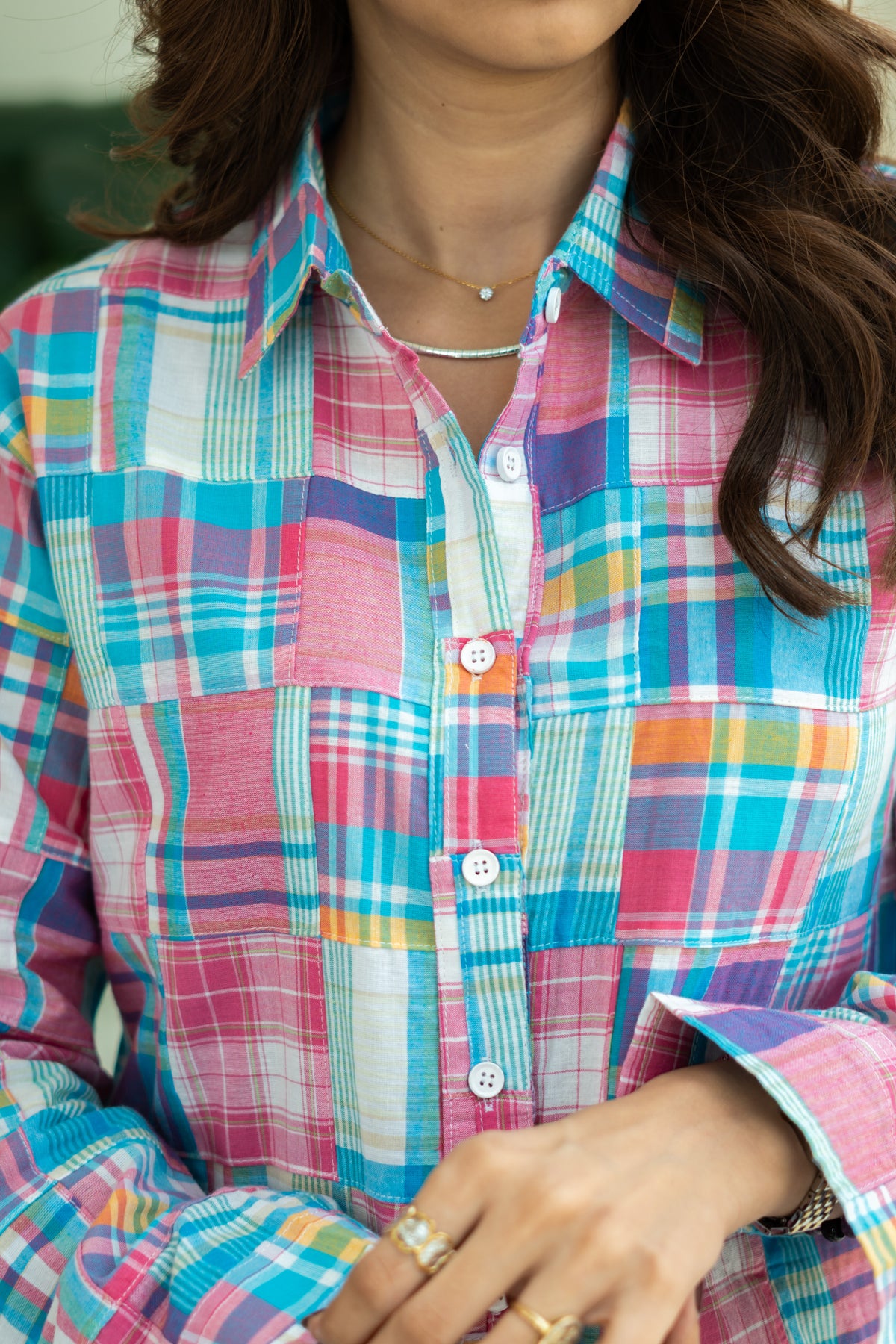 Pink Madras Checks Cotton Shirt