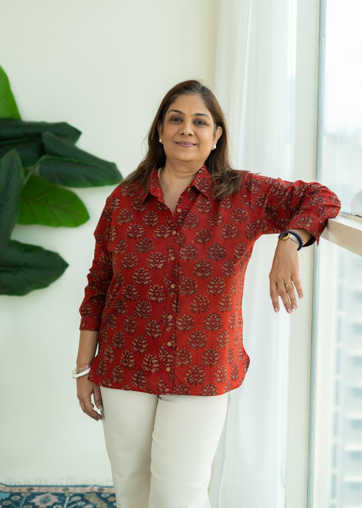 Bagru Madder Red Buti Handblock Cotton Shirt