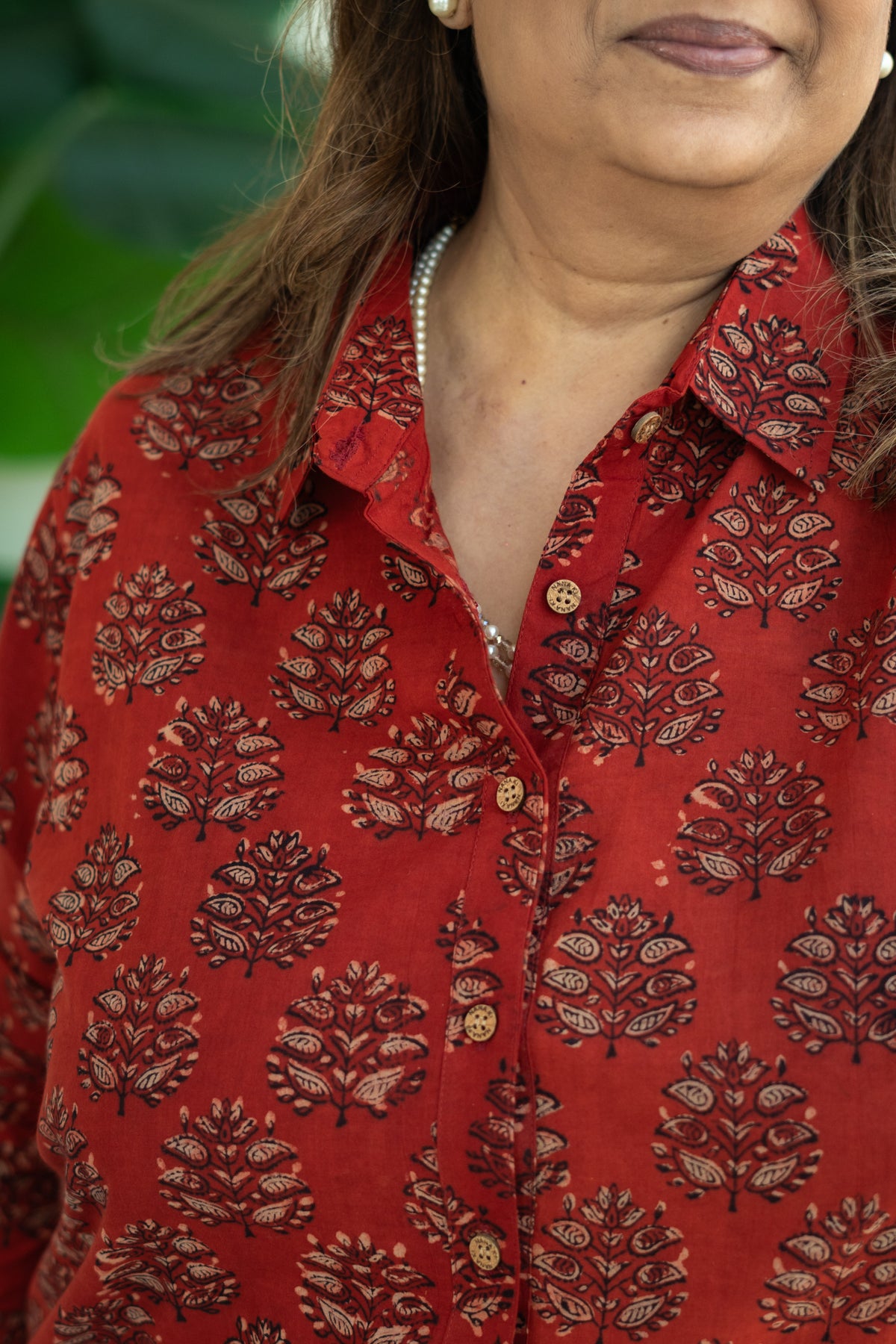 Bagru Madder Red Buti Handblock Cotton Shirt